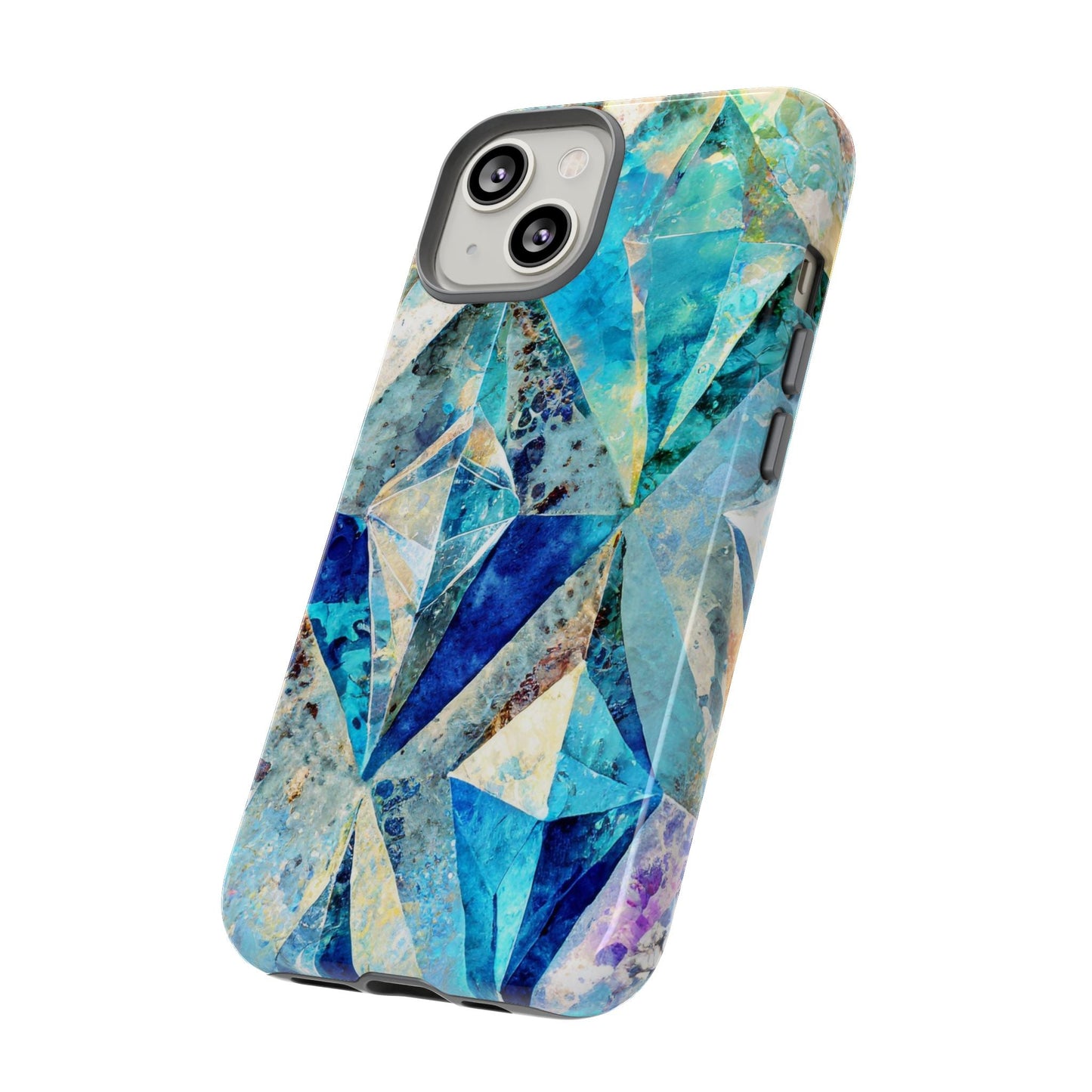 Diamond Blue Abstract Tough Phone Case For iPhone, Samsung Galaxy, And Google Pixel