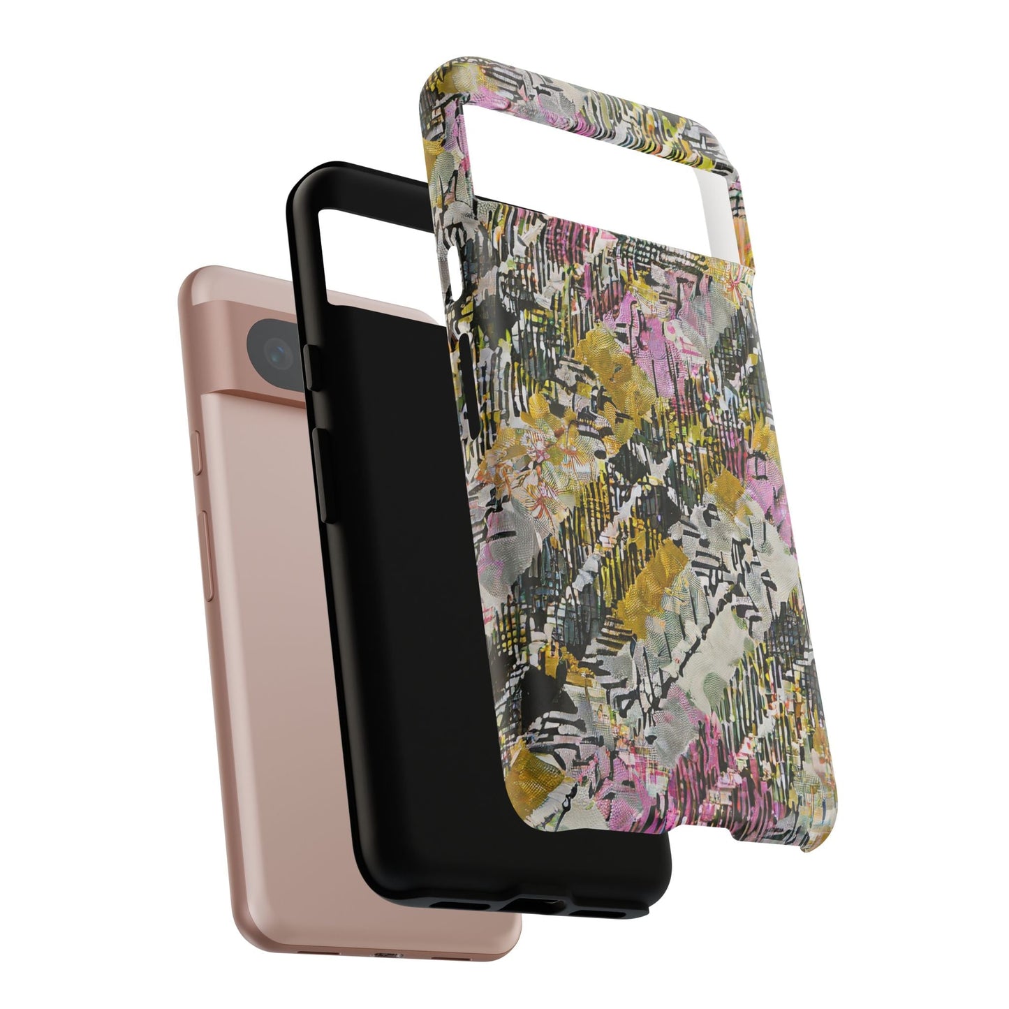 Purple Plaid Floral Artistic Tough Phone Case For iPhone, Samsung Galaxy, Or Google Pixel