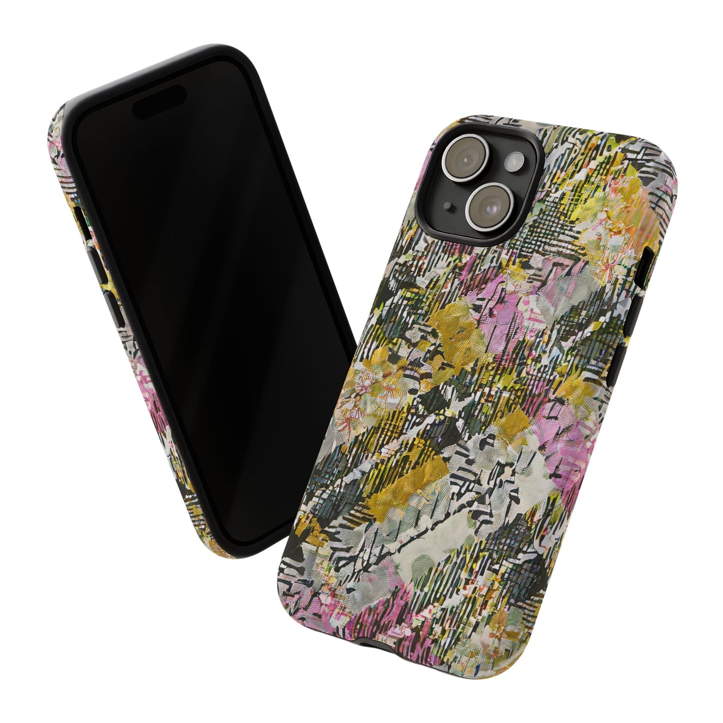 Purple Plaid Floral Artistic Tough Phone Case For iPhone, Samsung Galaxy, Or Google Pixel