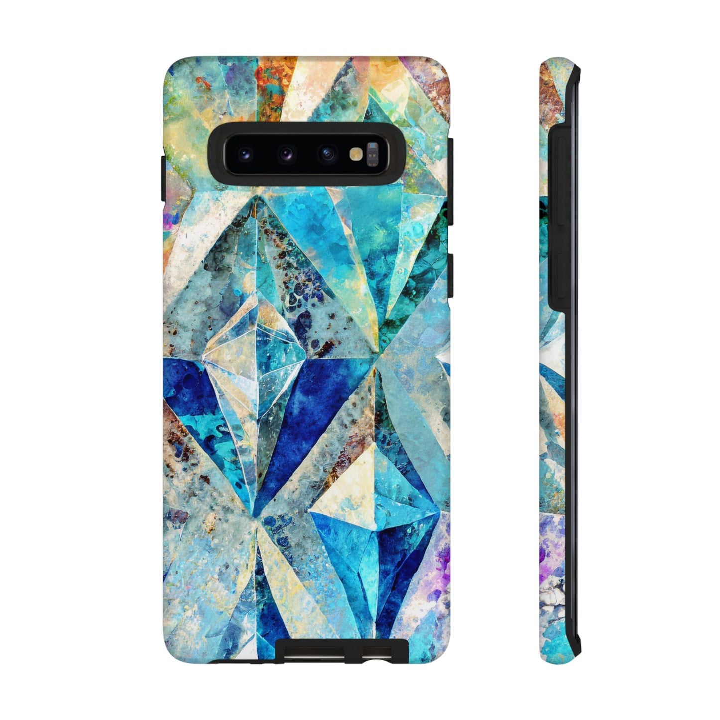 Diamond Blue Abstract Tough Phone Case For iPhone, Samsung Galaxy, And Google Pixel