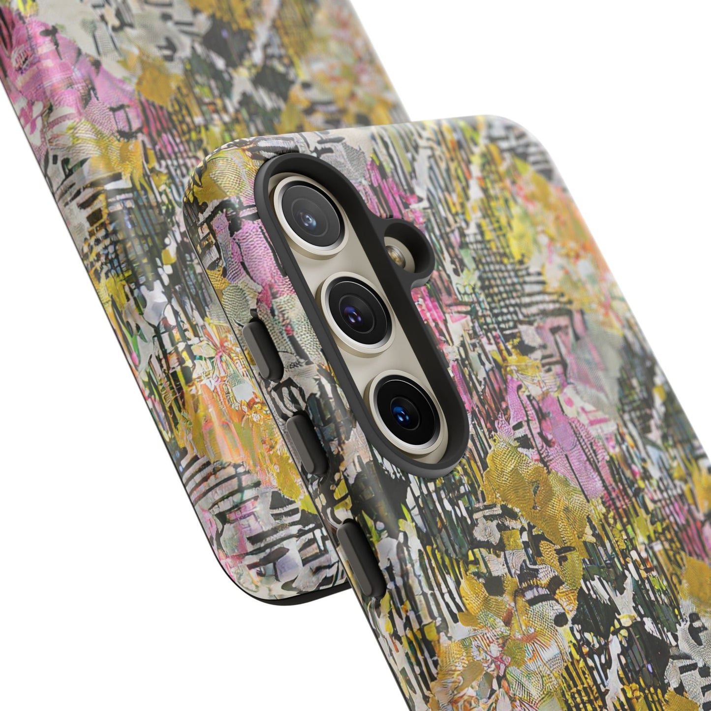 Purple Plaid Floral Artistic Tough Phone Case For iPhone, Samsung Galaxy, Or Google Pixel