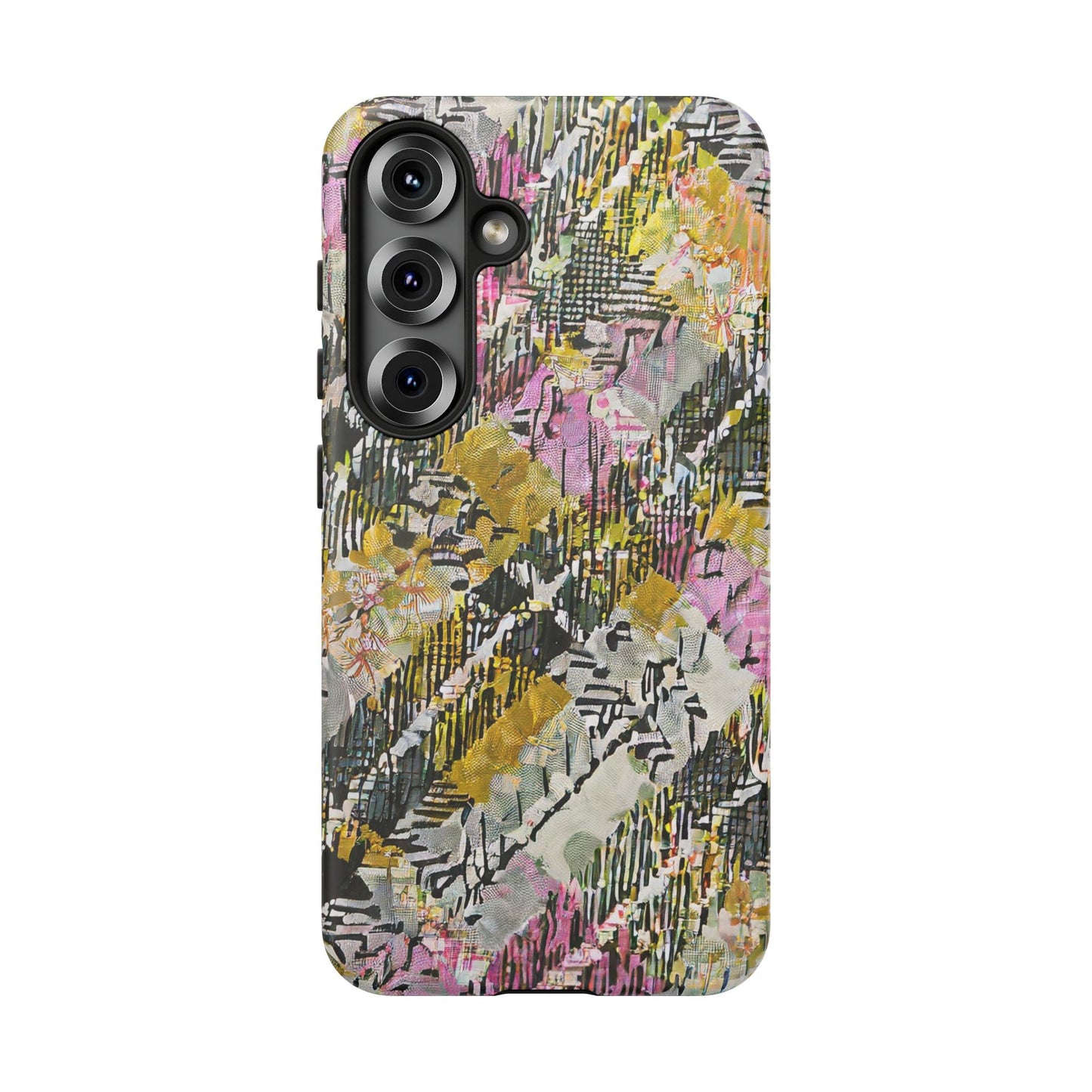 Purple Plaid Floral Artistic Tough Phone Case For iPhone, Samsung Galaxy, Or Google Pixel