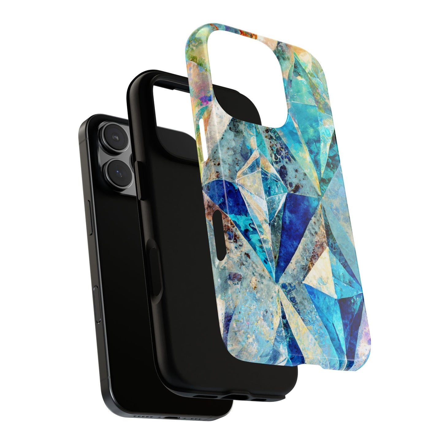 Diamond Blue Abstract Tough Phone Case For iPhone, Samsung Galaxy, And Google Pixel