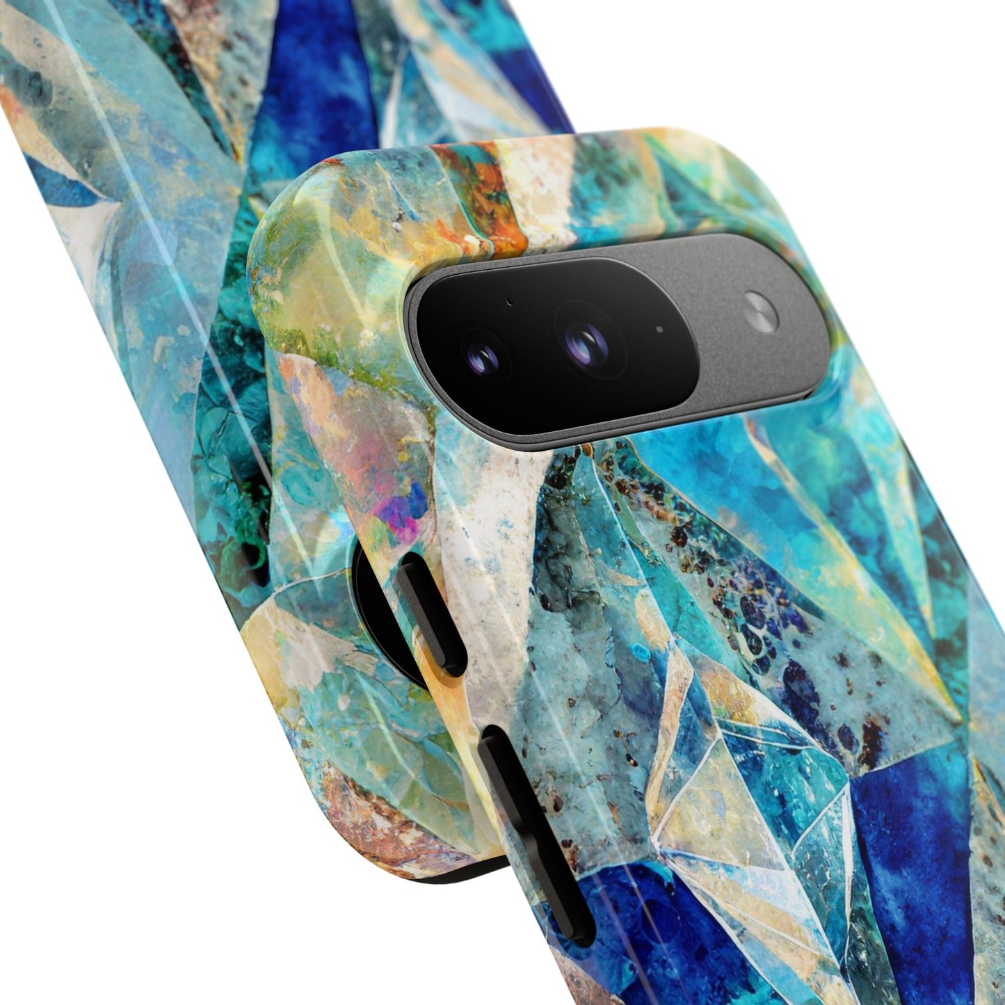 Diamond Blue Abstract Tough Phone Case For iPhone, Samsung Galaxy, And Google Pixel