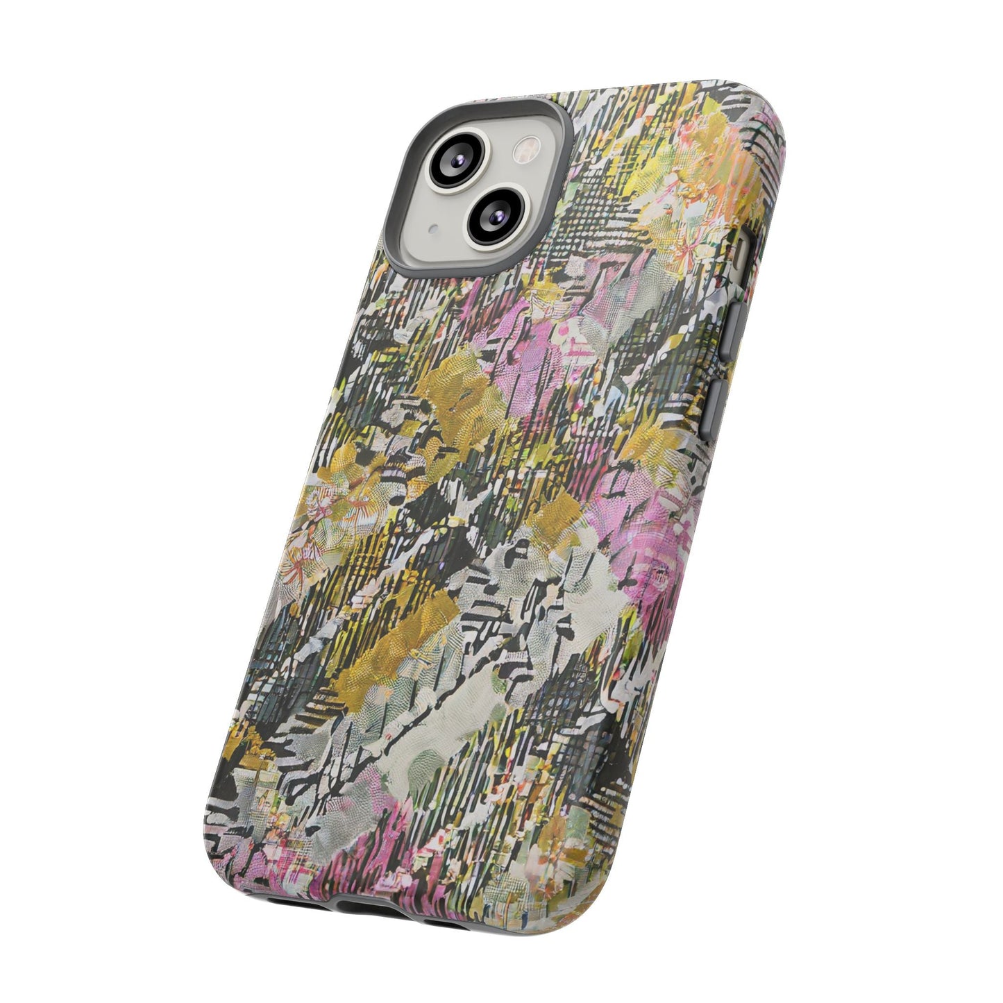 Purple Plaid Floral Artistic Tough Phone Case For iPhone, Samsung Galaxy, Or Google Pixel