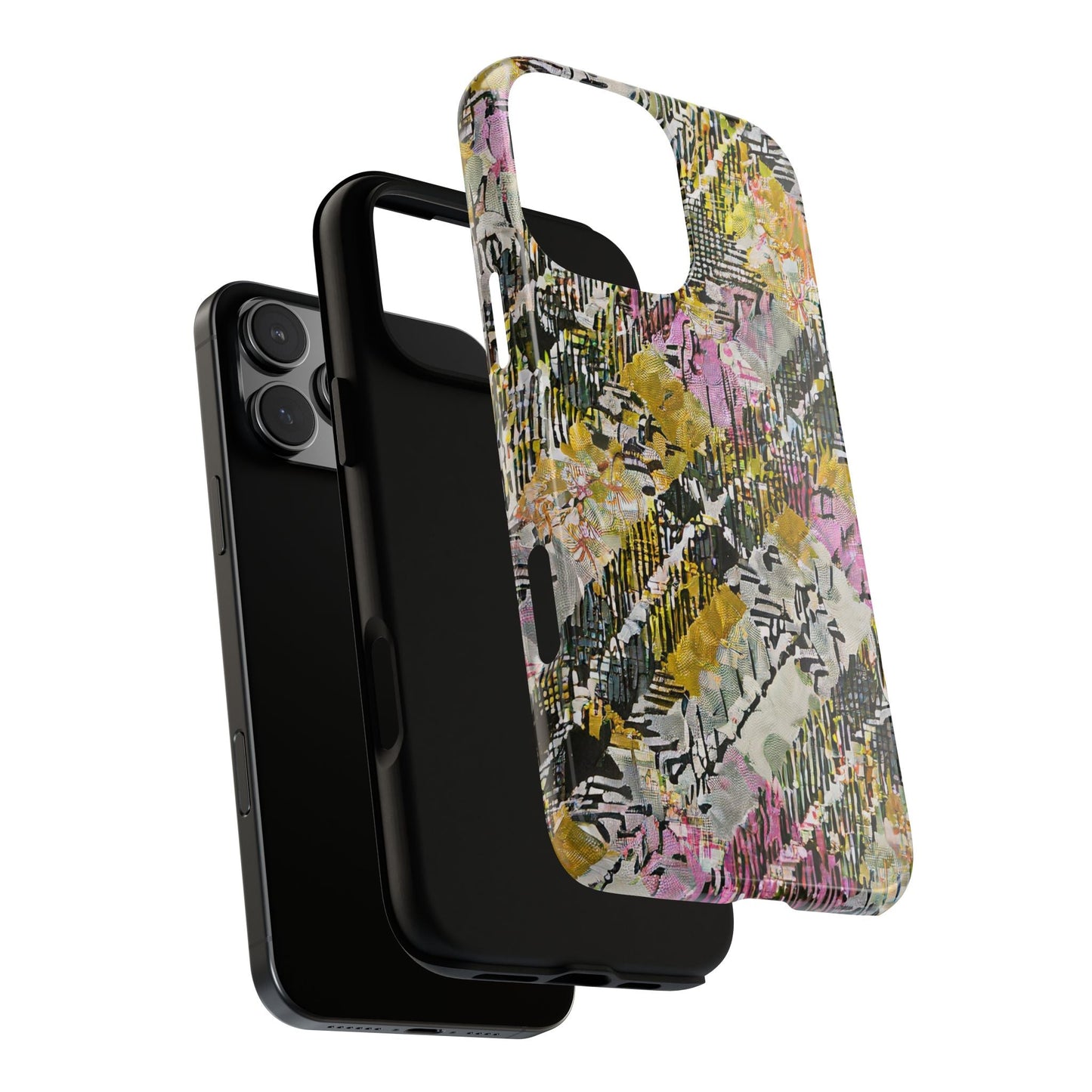 Purple Plaid Floral Artistic Tough Phone Case For iPhone, Samsung Galaxy, Or Google Pixel