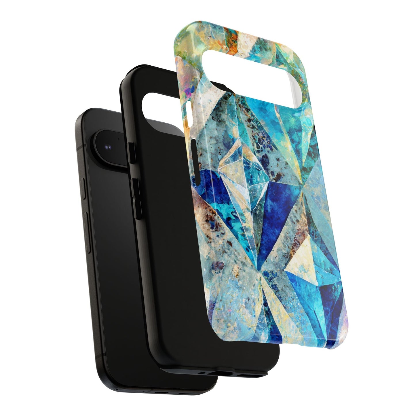 Diamond Blue Abstract Tough Phone Case For iPhone, Samsung Galaxy, And Google Pixel