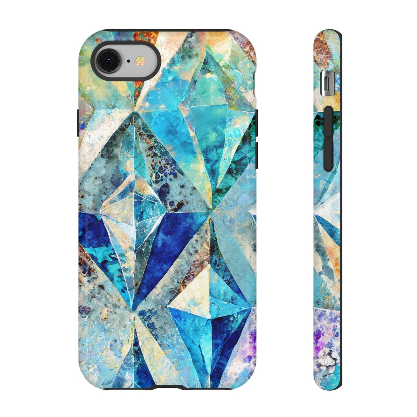 Diamond Blue Abstract Tough Phone Case For iPhone, Samsung Galaxy, And Google Pixel