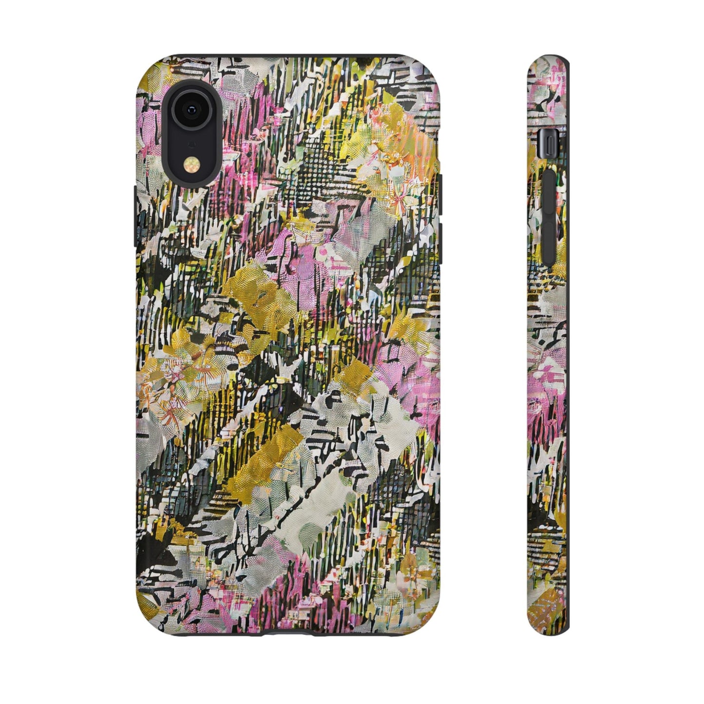 Purple Plaid Floral Artistic Tough Phone Case For iPhone, Samsung Galaxy, Or Google Pixel