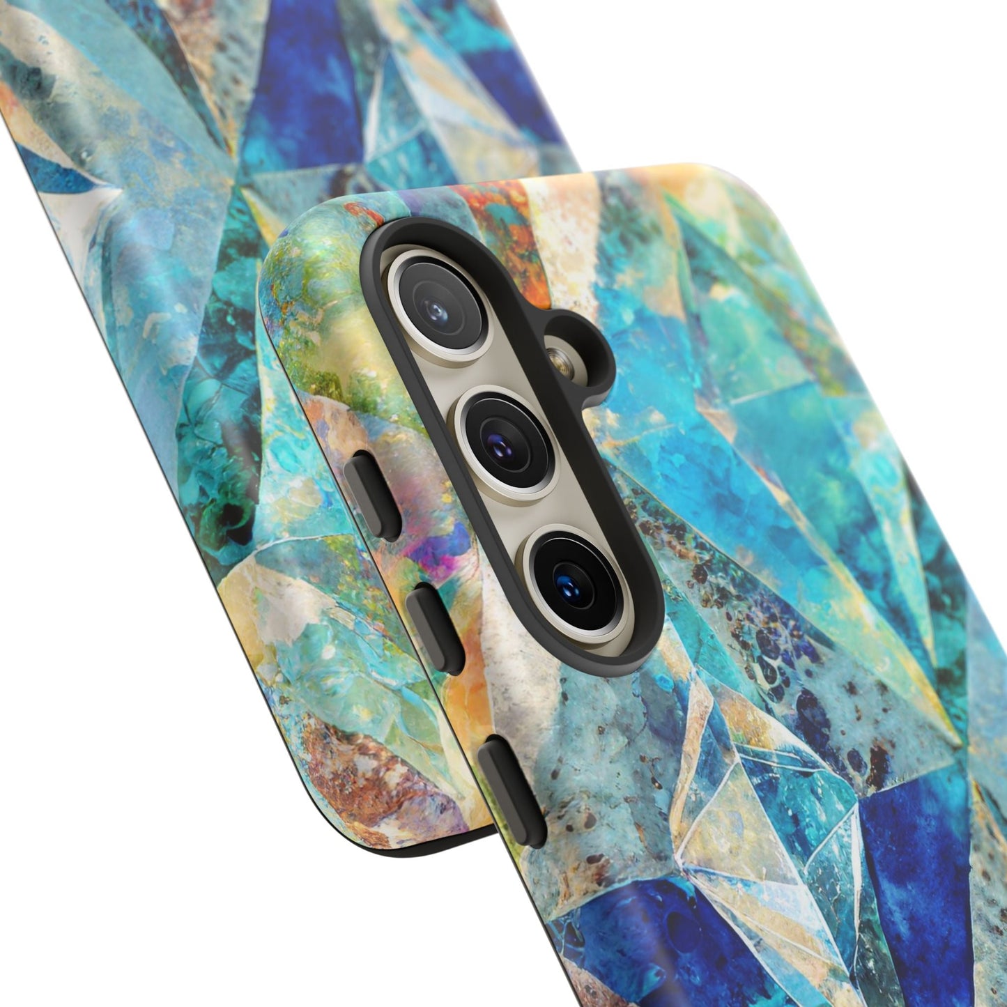 Diamond Blue Abstract Tough Phone Case For iPhone, Samsung Galaxy, And Google Pixel