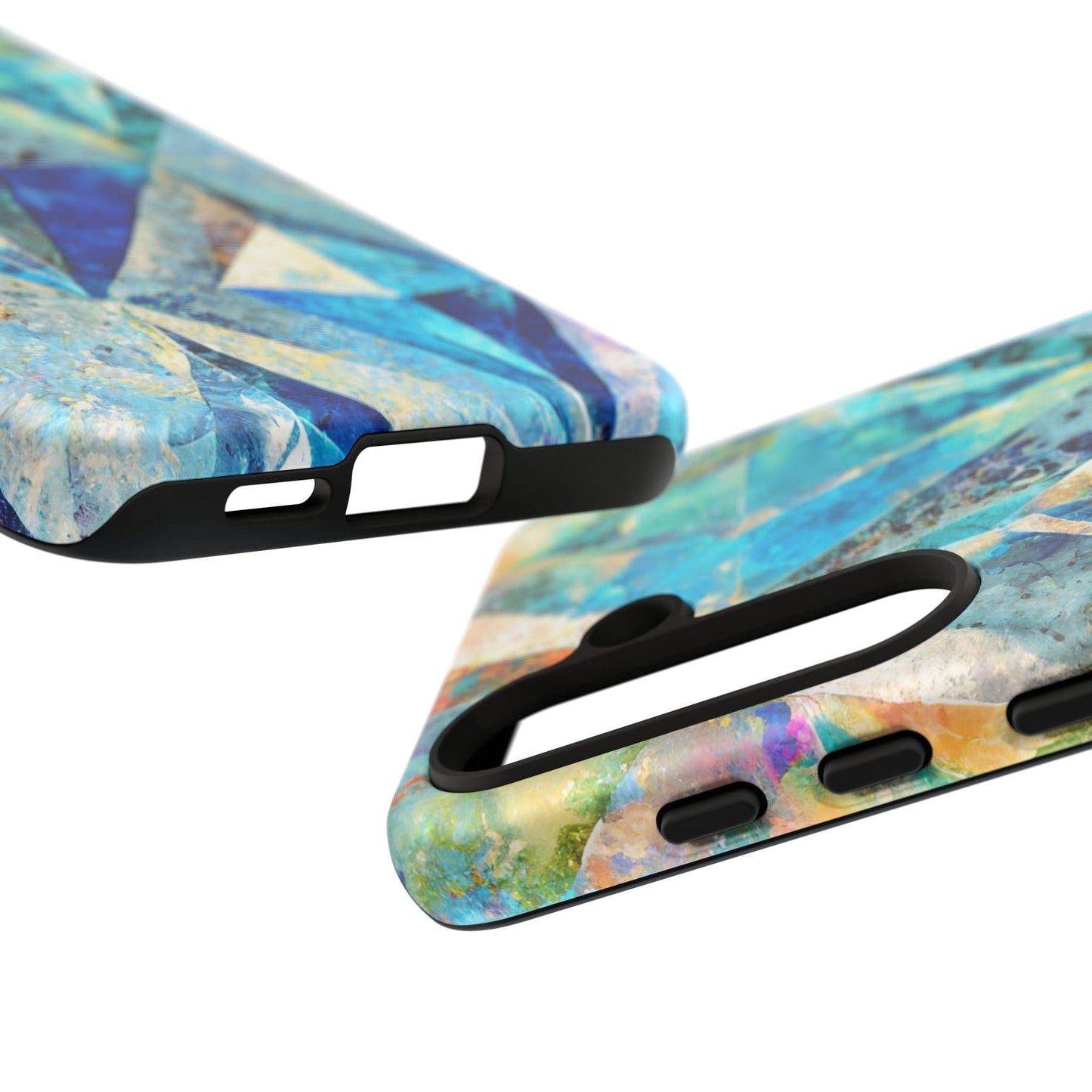 Diamond Blue Abstract Tough Phone Case For iPhone, Samsung Galaxy, And Google Pixel