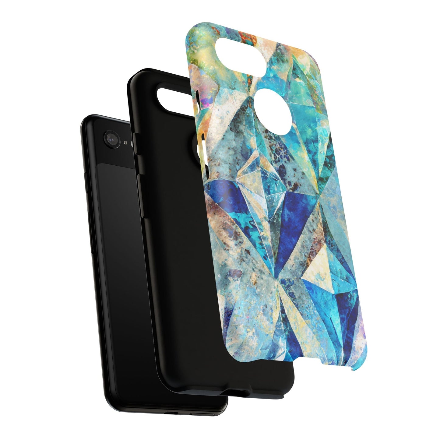 Diamond Blue Abstract Tough Phone Case For iPhone, Samsung Galaxy, And Google Pixel