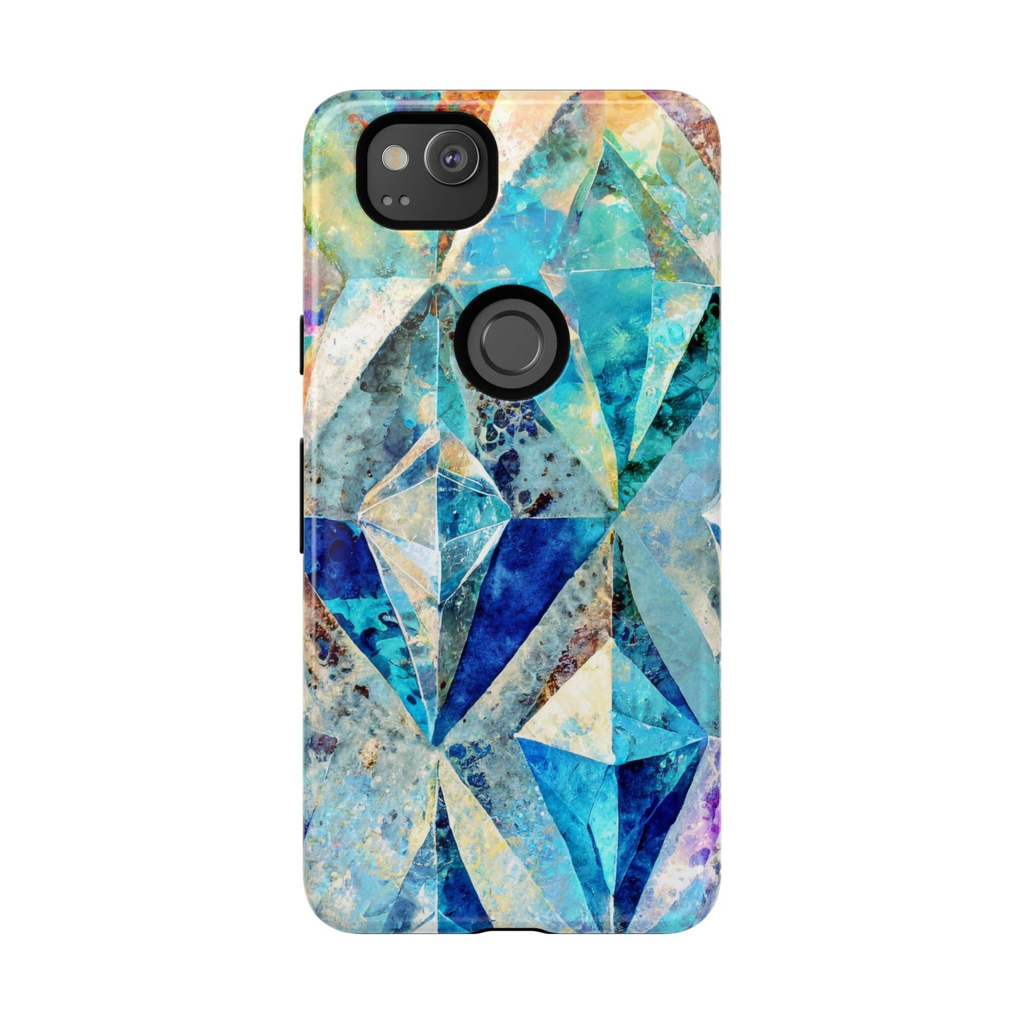 Diamond Blue Abstract Tough Phone Case For iPhone, Samsung Galaxy, And Google Pixel