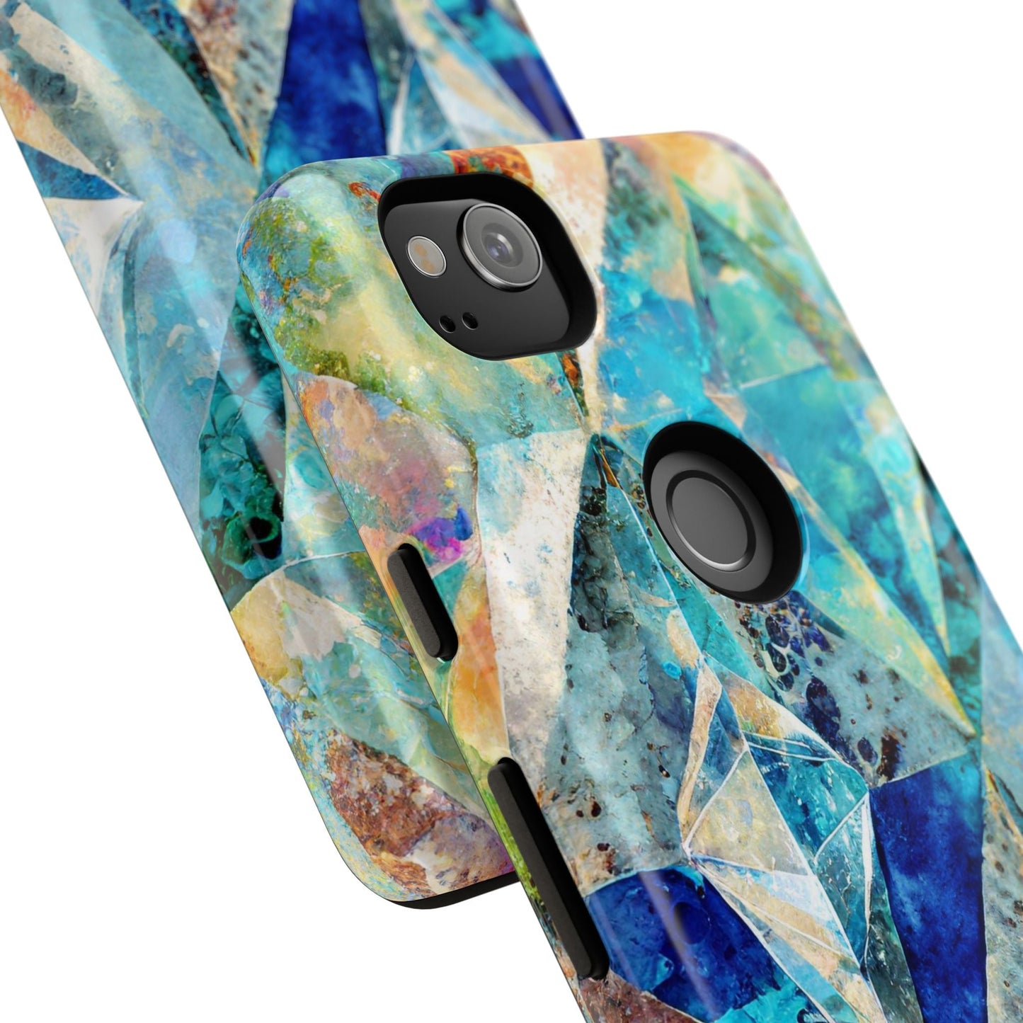 Diamond Blue Abstract Tough Phone Case For iPhone, Samsung Galaxy, And Google Pixel