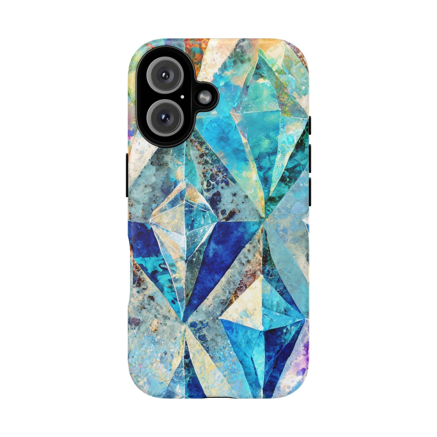 Diamond Blue Abstract Tough Phone Case For iPhone, Samsung Galaxy, And Google Pixel