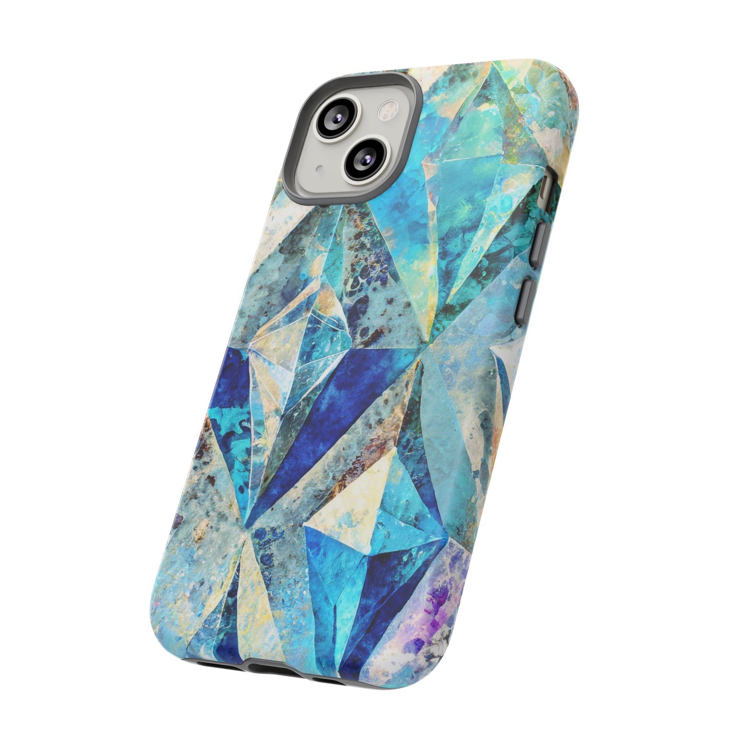 Diamond Blue Abstract Tough Phone Case For iPhone, Samsung Galaxy, And Google Pixel