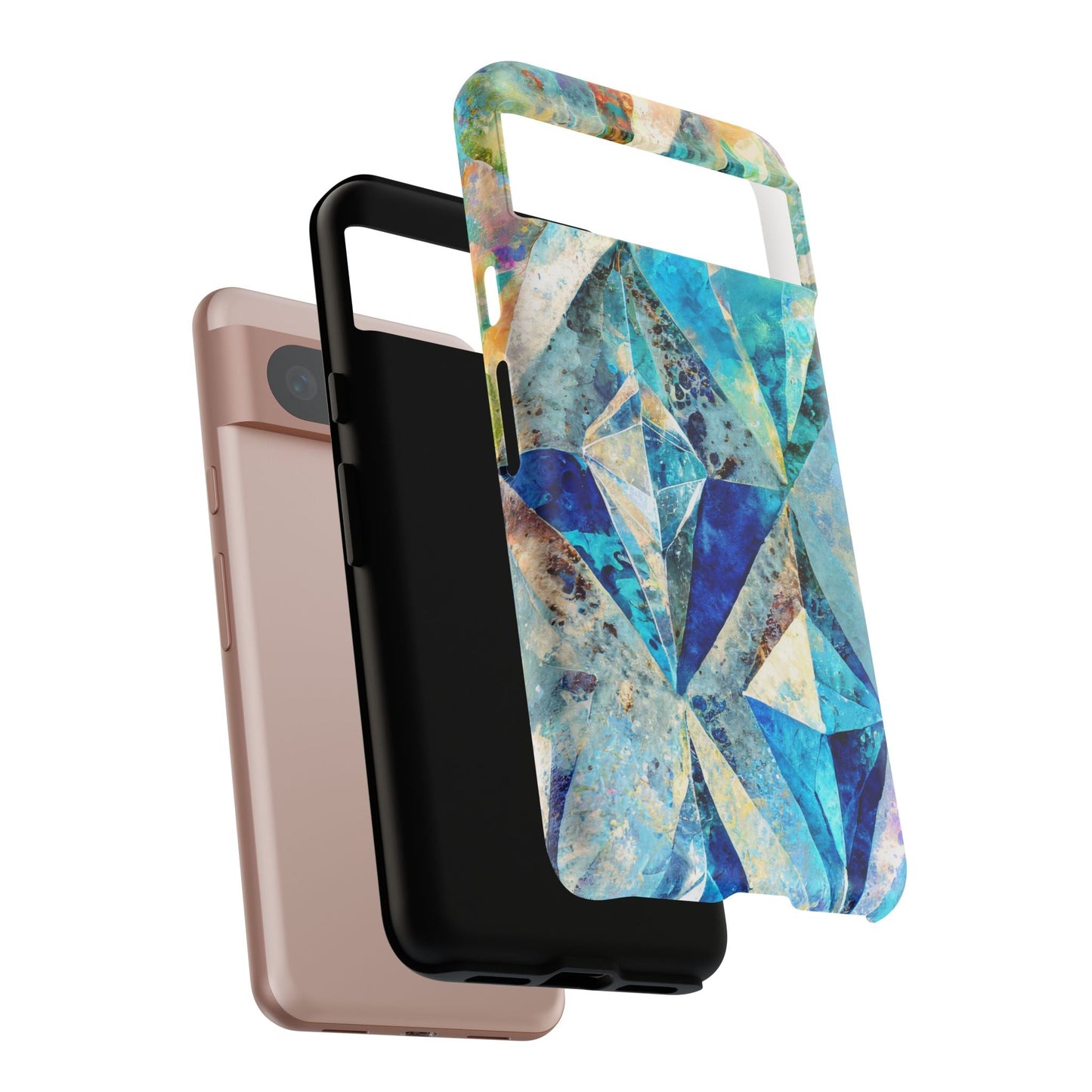 Diamond Blue Abstract Tough Phone Case For iPhone, Samsung Galaxy, And Google Pixel