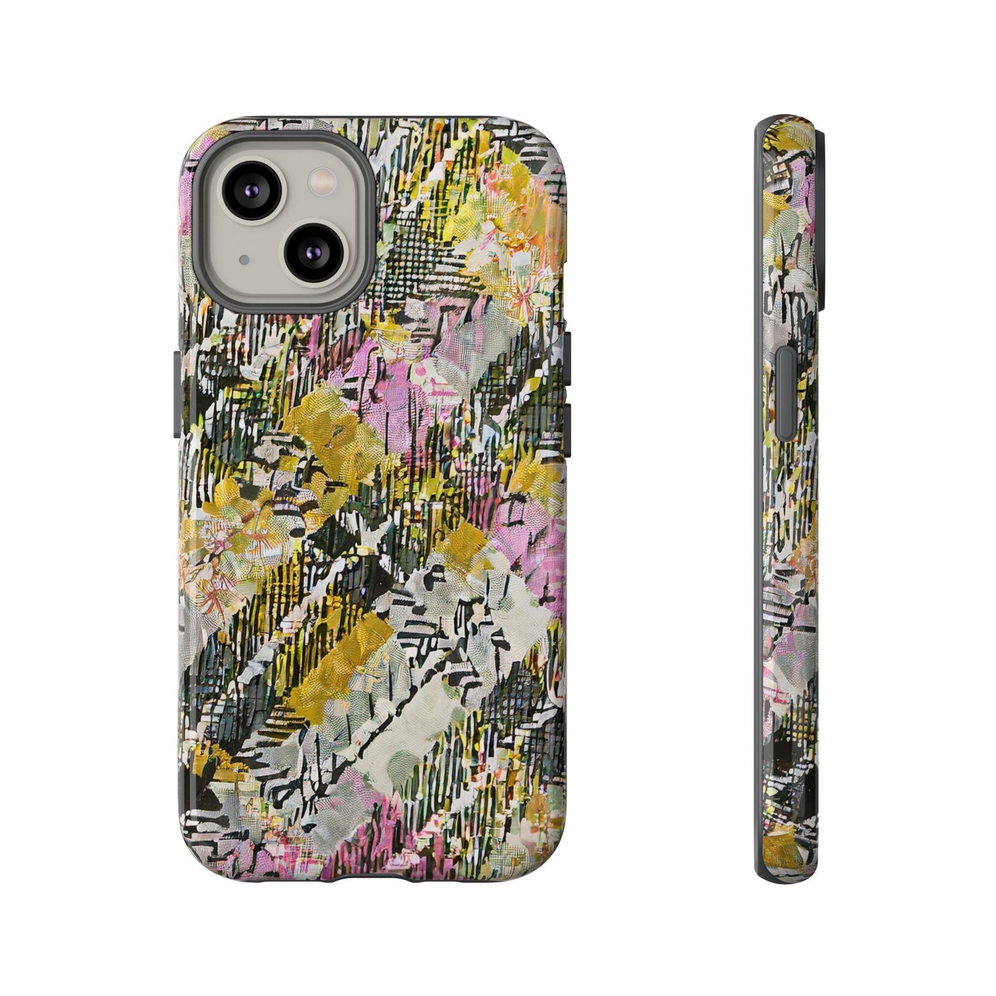 Purple Plaid Floral Artistic Tough Phone Case For iPhone, Samsung Galaxy, Or Google Pixel