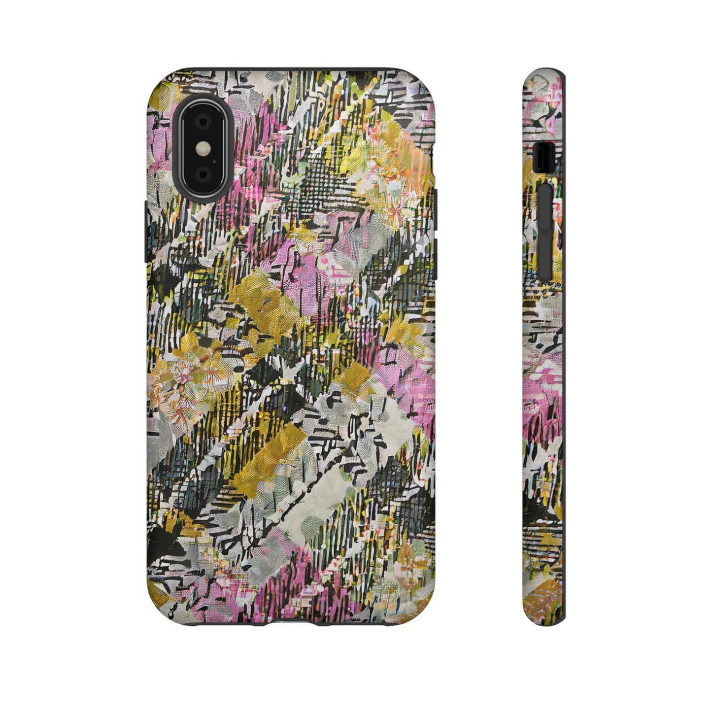 Purple Plaid Floral Artistic Tough Phone Case For iPhone, Samsung Galaxy, Or Google Pixel