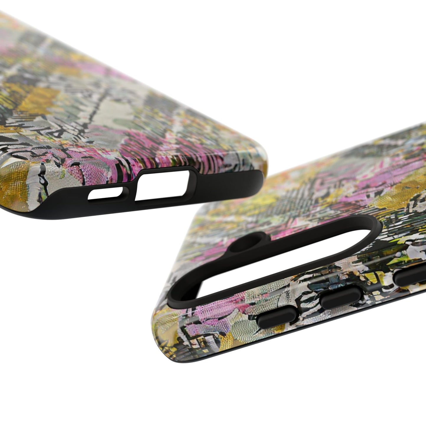 Purple Plaid Floral Artistic Tough Phone Case For iPhone, Samsung Galaxy, Or Google Pixel