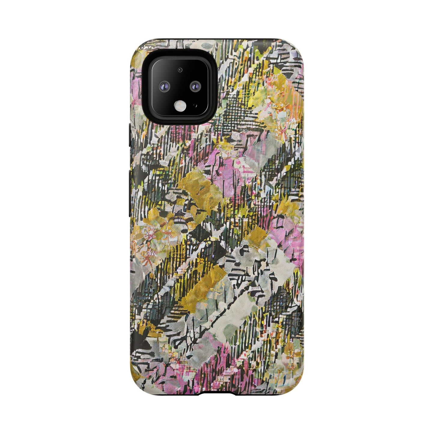 Purple Plaid Floral Artistic Tough Phone Case For iPhone, Samsung Galaxy, Or Google Pixel