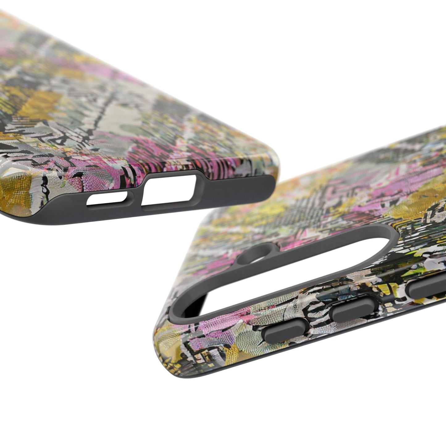 Purple Plaid Floral Artistic Tough Phone Case For iPhone, Samsung Galaxy, Or Google Pixel