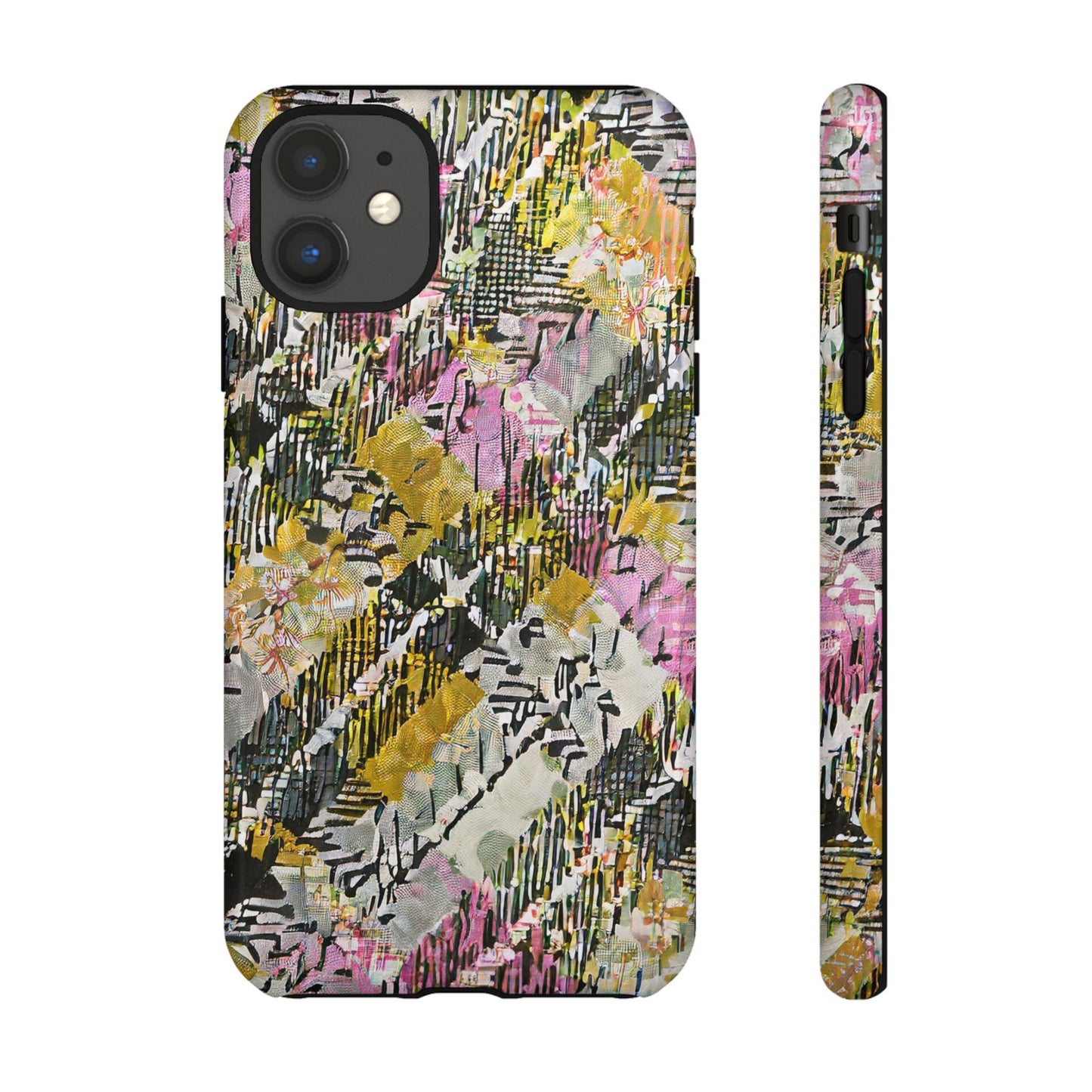 Purple Plaid Floral Artistic Tough Phone Case For iPhone, Samsung Galaxy, Or Google Pixel