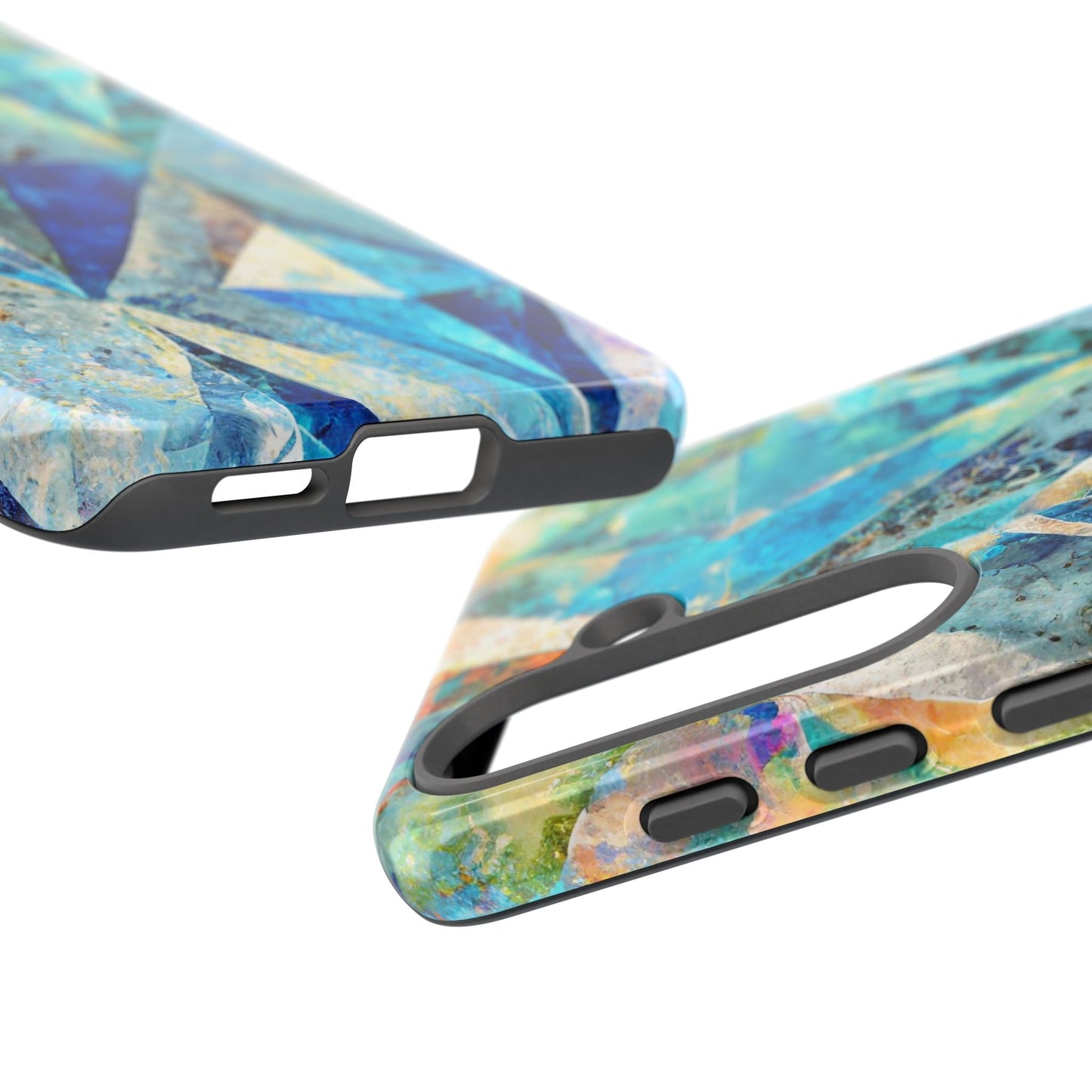 Diamond Blue Abstract Tough Phone Case For iPhone, Samsung Galaxy, And Google Pixel