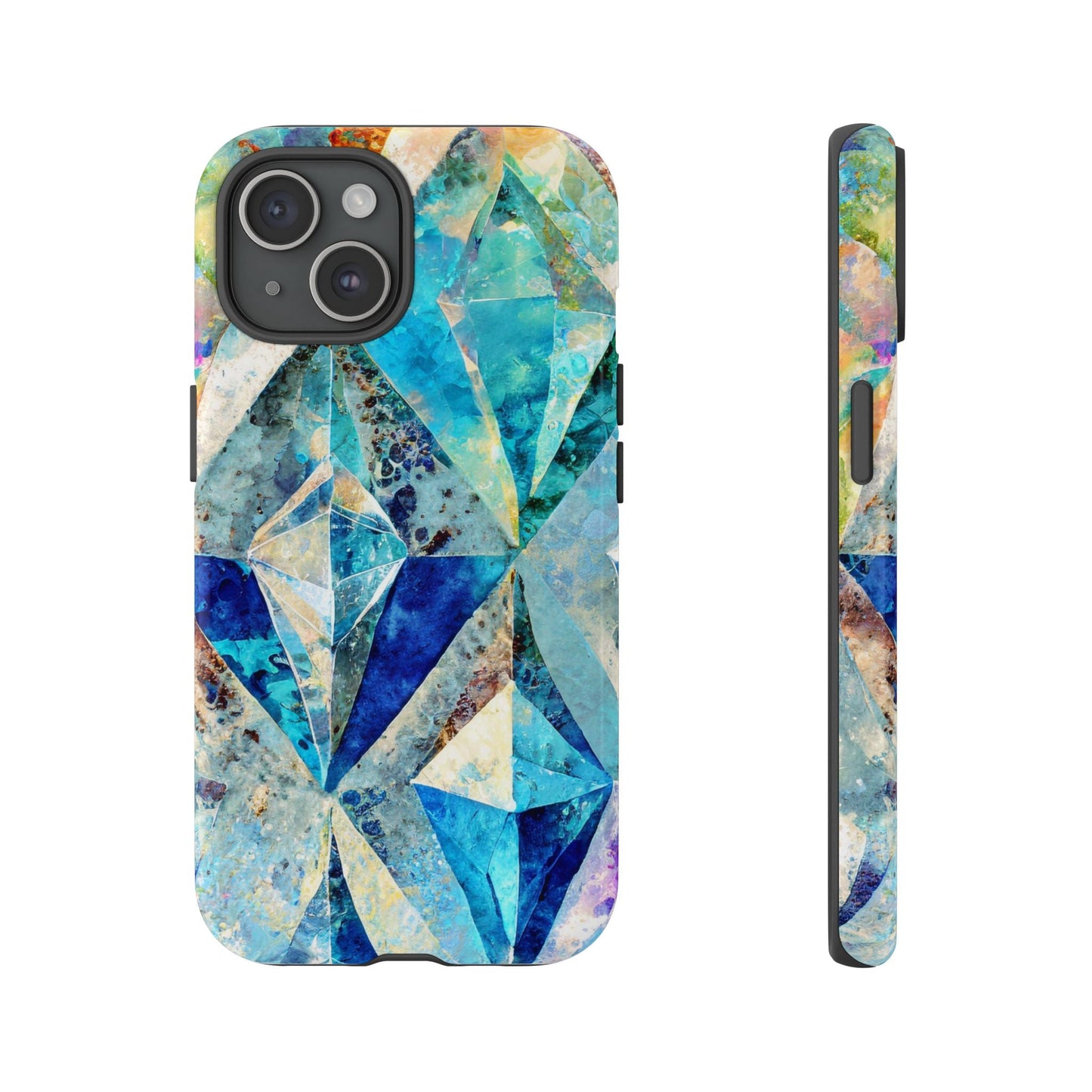 Diamond Blue Abstract Tough Phone Case For iPhone, Samsung Galaxy, And Google Pixel