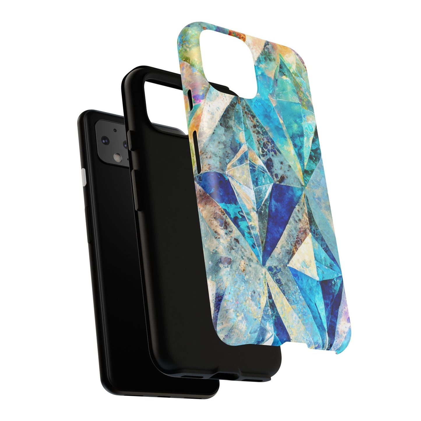 Diamond Blue Abstract Tough Phone Case For iPhone, Samsung Galaxy, And Google Pixel