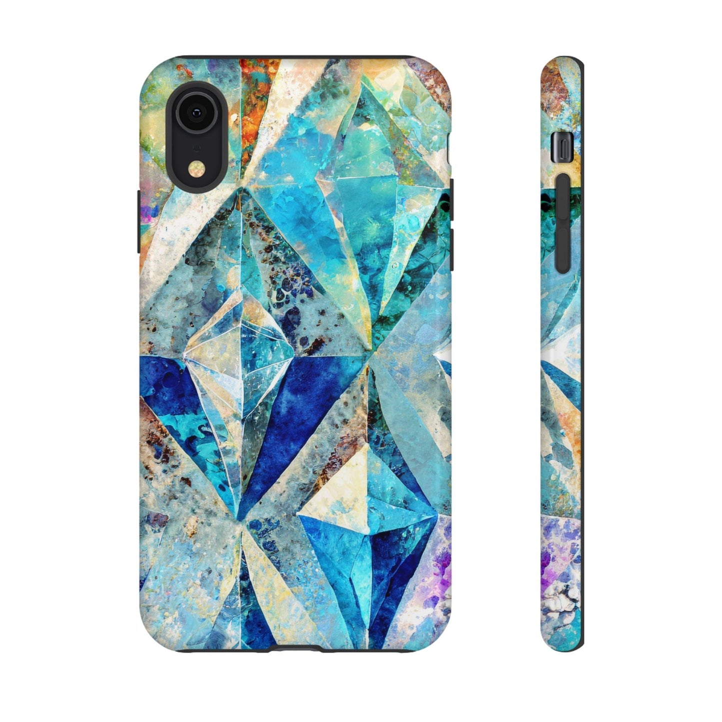 Diamond Blue Abstract Tough Phone Case For iPhone, Samsung Galaxy, And Google Pixel