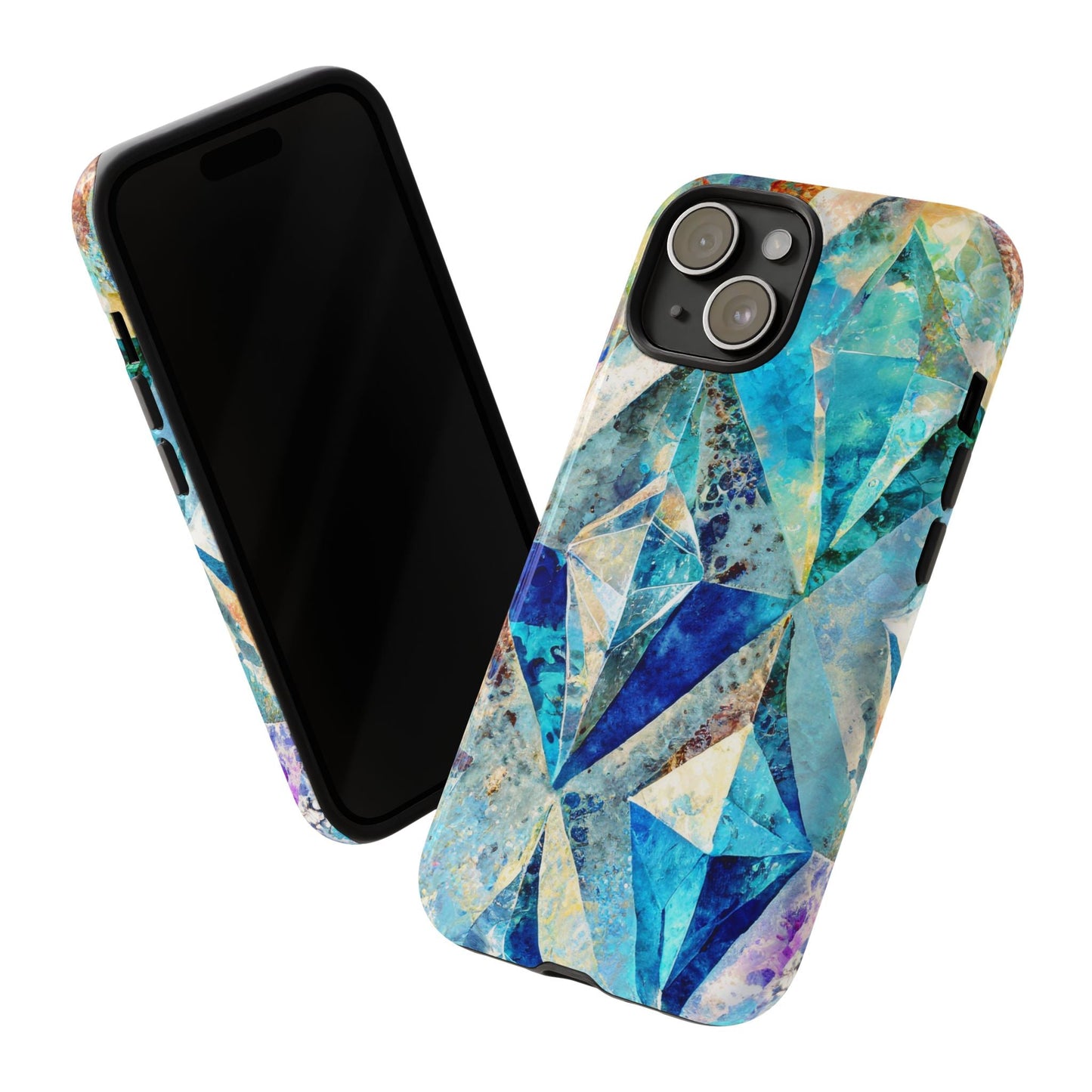 Diamond Blue Abstract Tough Phone Case For iPhone, Samsung Galaxy, And Google Pixel