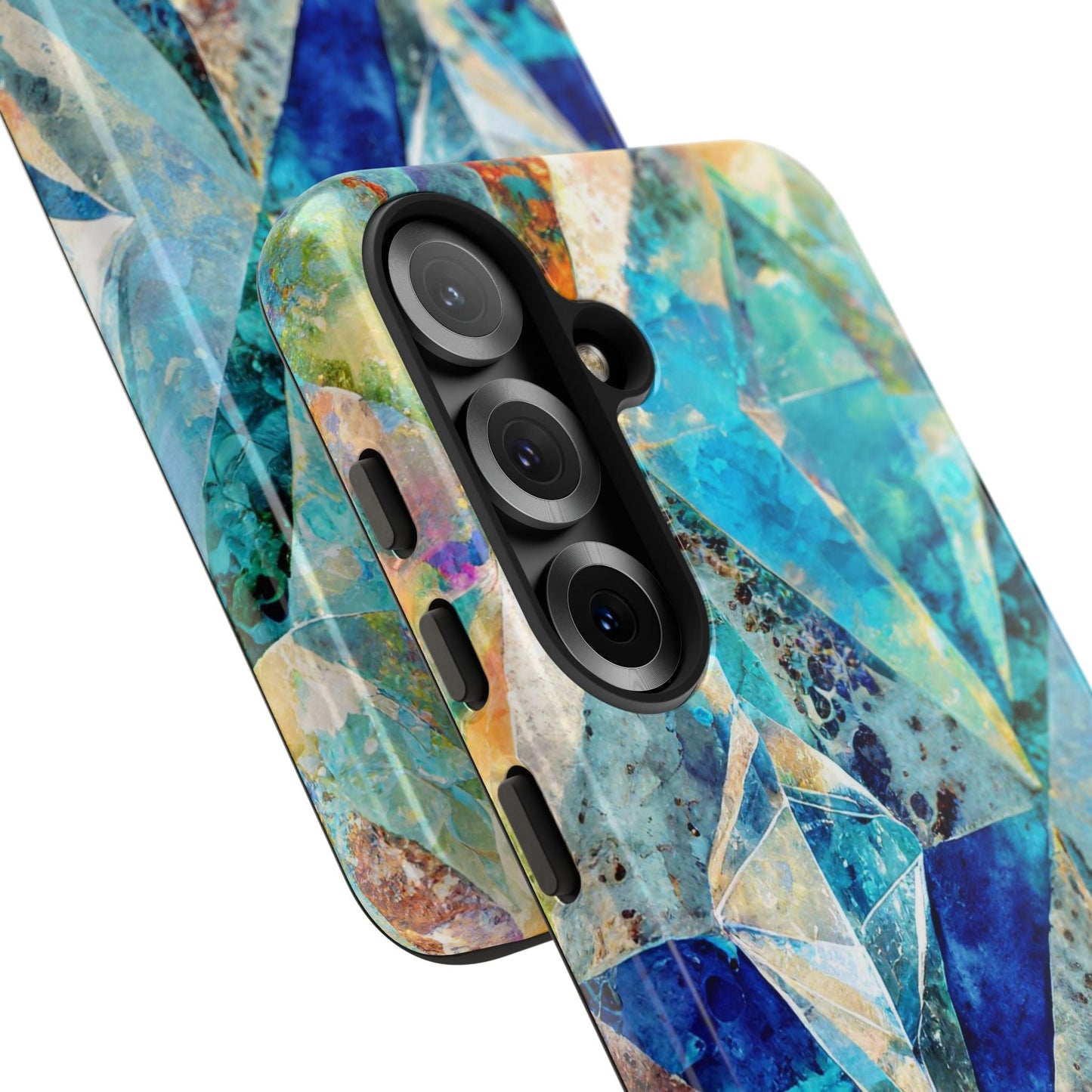 Diamond Blue Abstract Tough Phone Case For iPhone, Samsung Galaxy, And Google Pixel