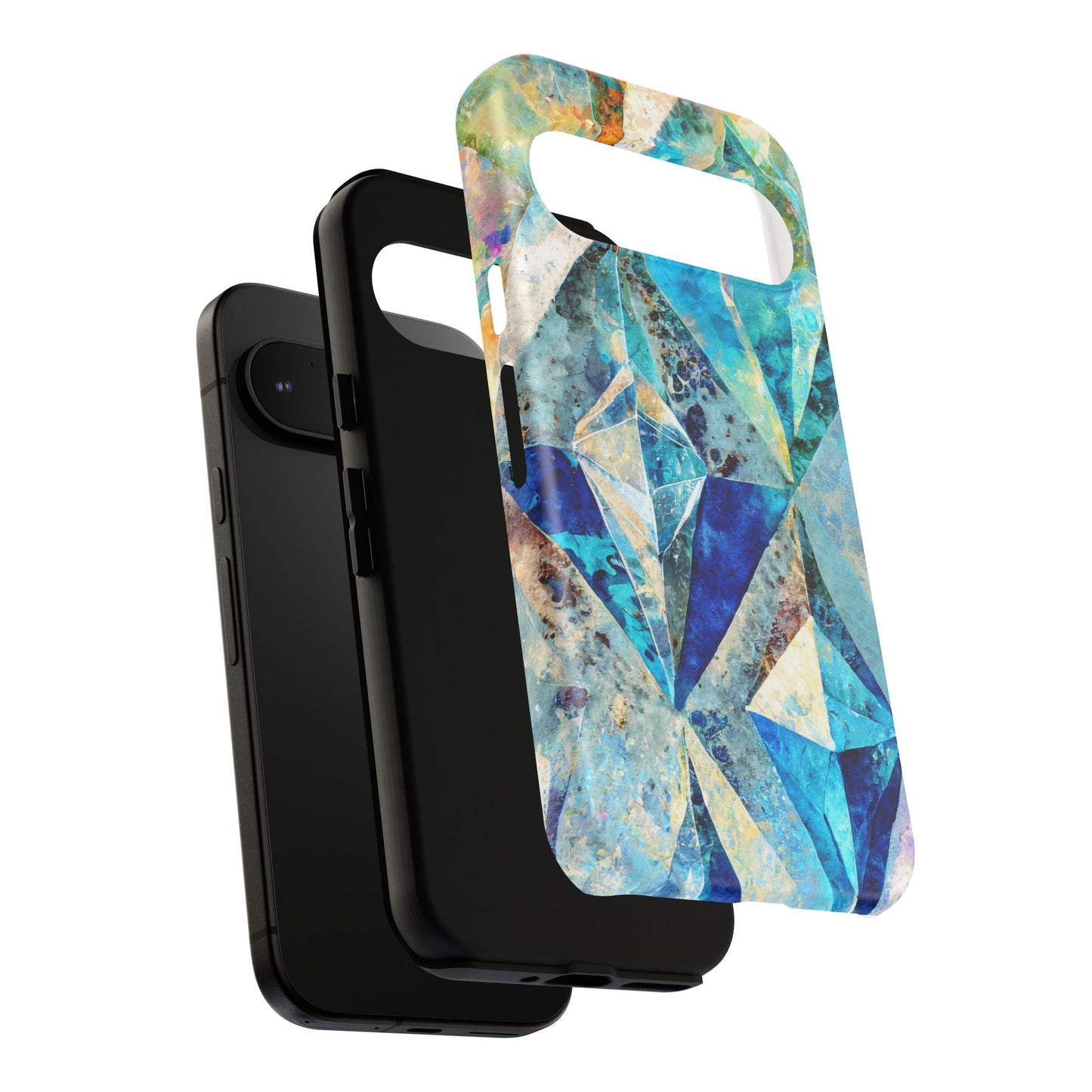 Diamond Blue Abstract Tough Phone Case For iPhone, Samsung Galaxy, And Google Pixel