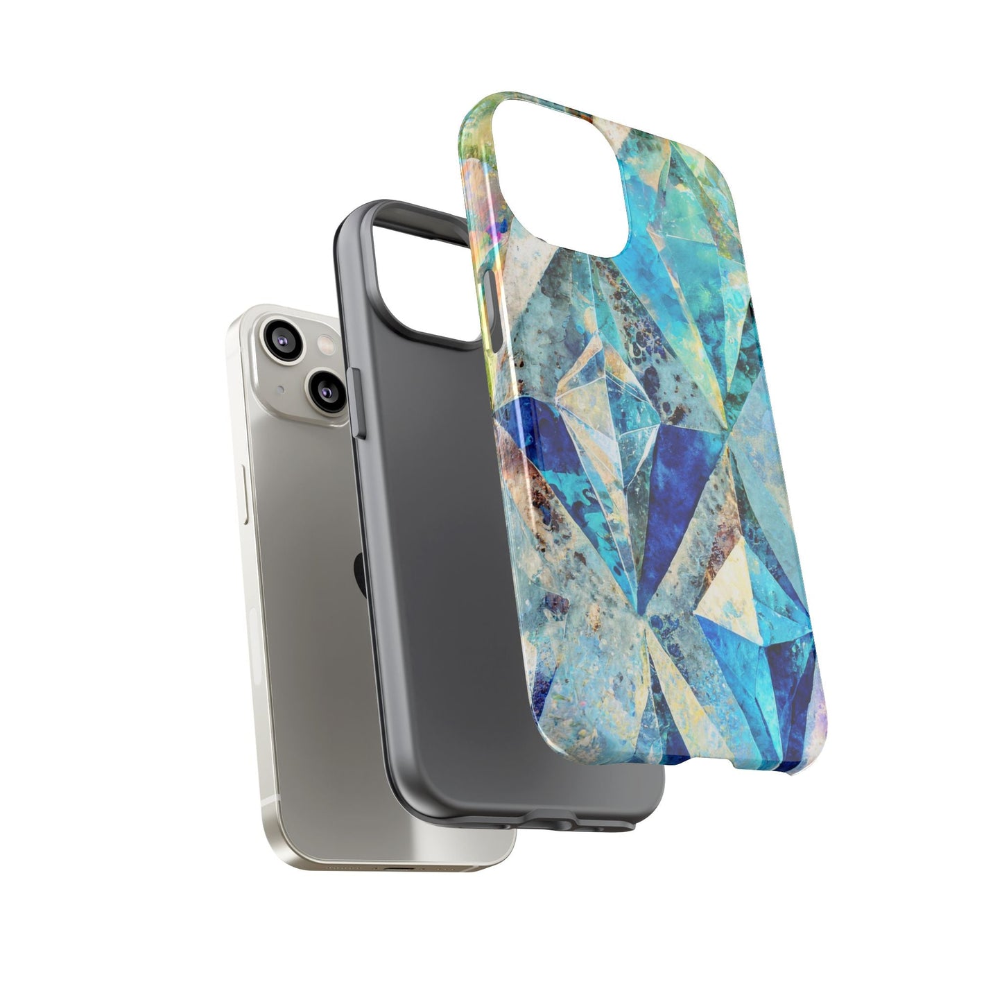 Diamond Blue Abstract Tough Phone Case For iPhone, Samsung Galaxy, And Google Pixel