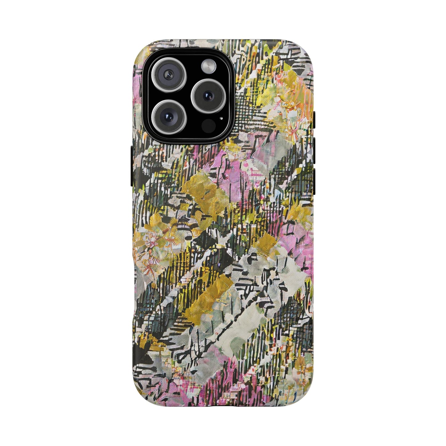 Purple Plaid Floral Artistic Tough Phone Case For iPhone, Samsung Galaxy, Or Google Pixel