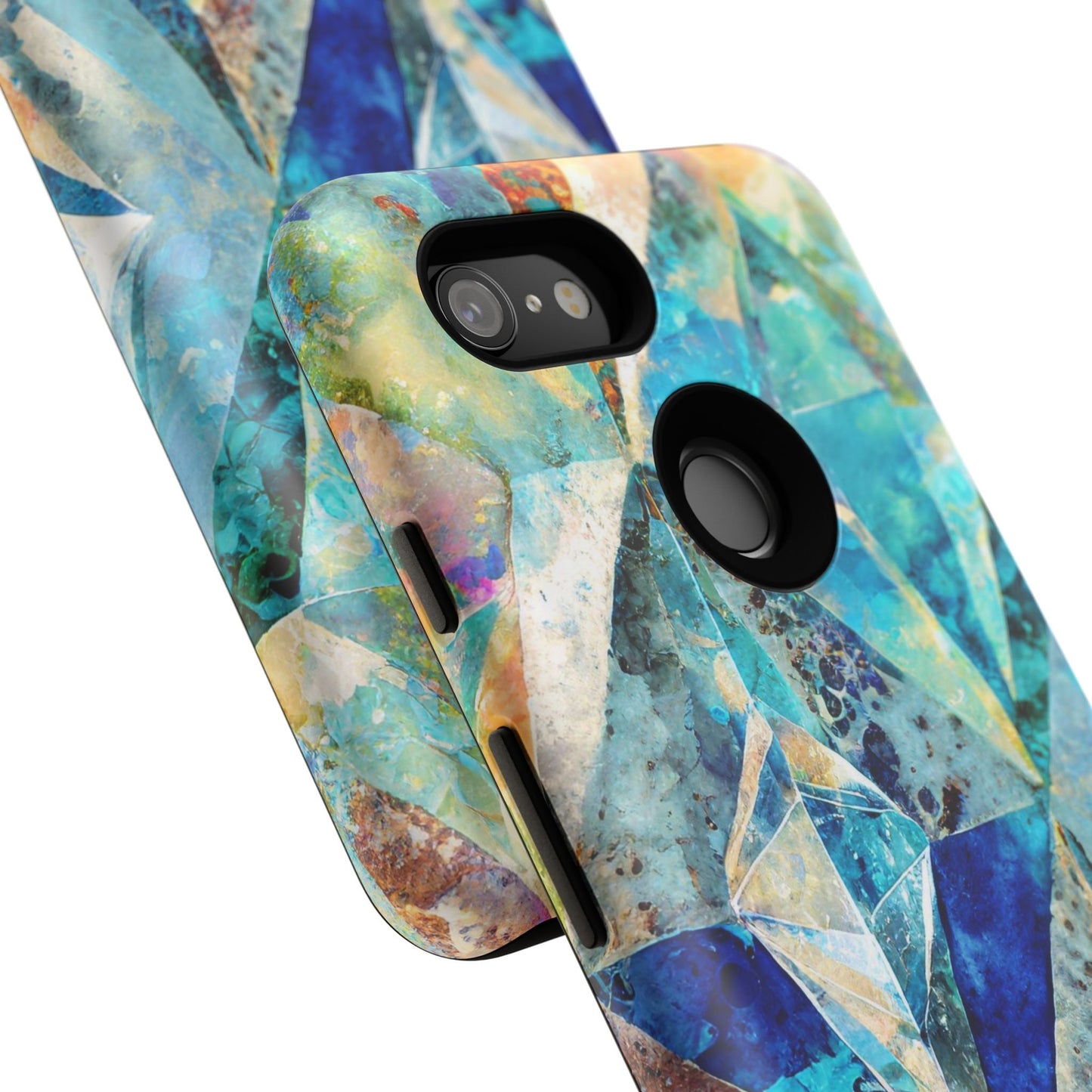 Diamond Blue Abstract Tough Phone Case For iPhone, Samsung Galaxy, And Google Pixel