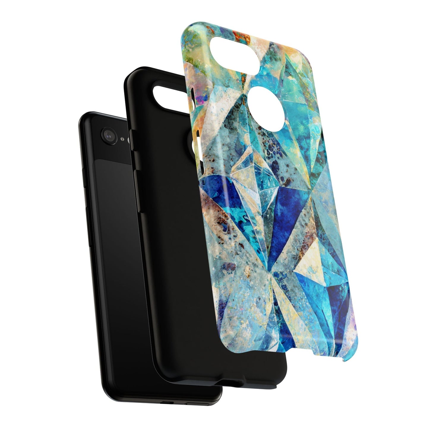 Diamond Blue Abstract Tough Phone Case For iPhone, Samsung Galaxy, And Google Pixel