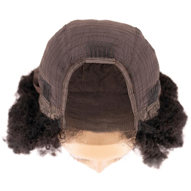 Afro Kinky Curly 4x4 Transparent Lace 100% Human Hair Closure Wig