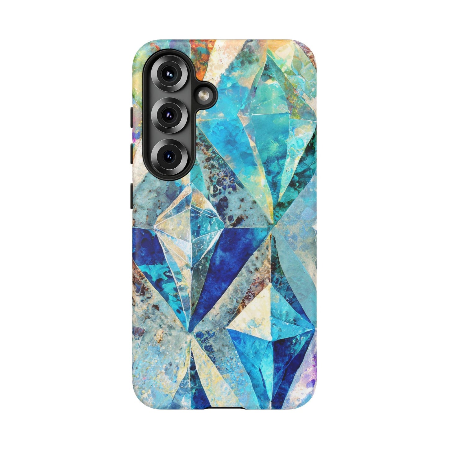 Diamond Blue Abstract Tough Phone Case For iPhone, Samsung Galaxy, And Google Pixel