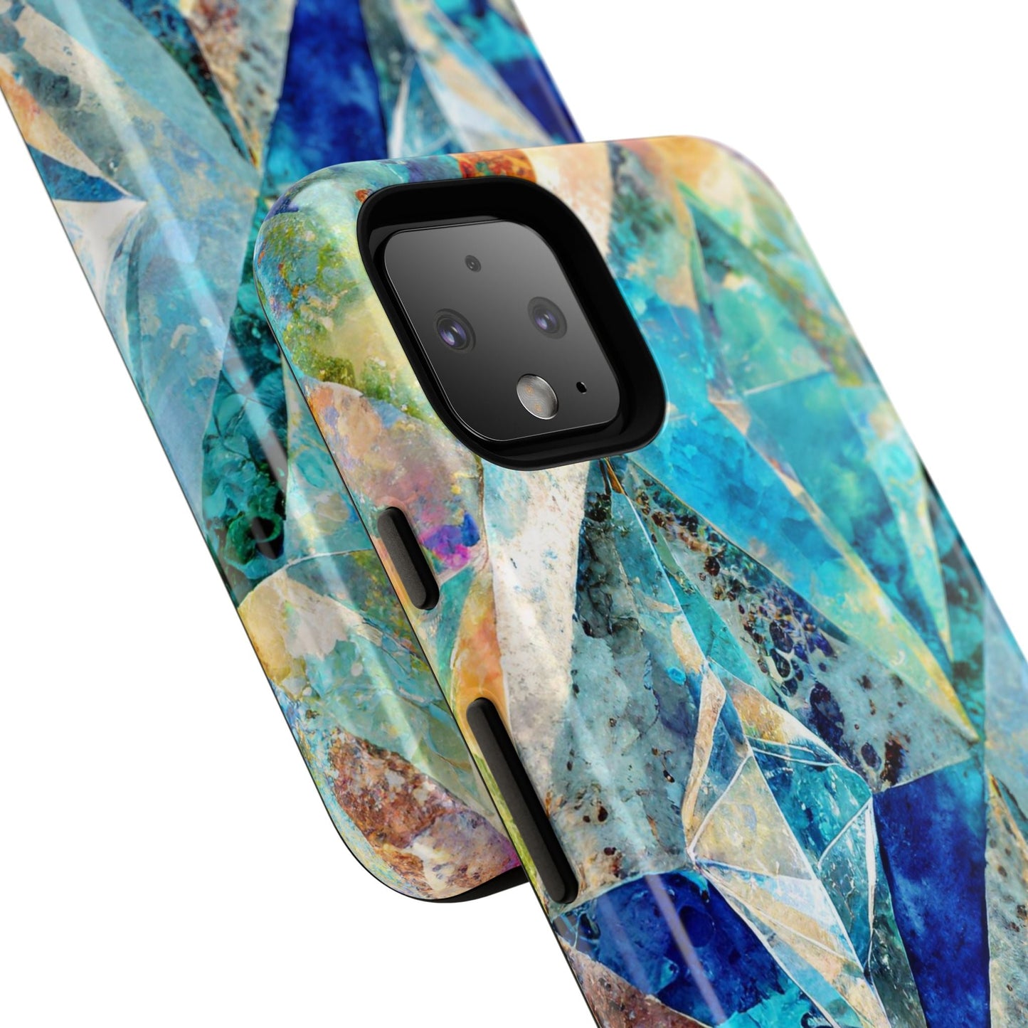 Diamond Blue Abstract Tough Phone Case For iPhone, Samsung Galaxy, And Google Pixel
