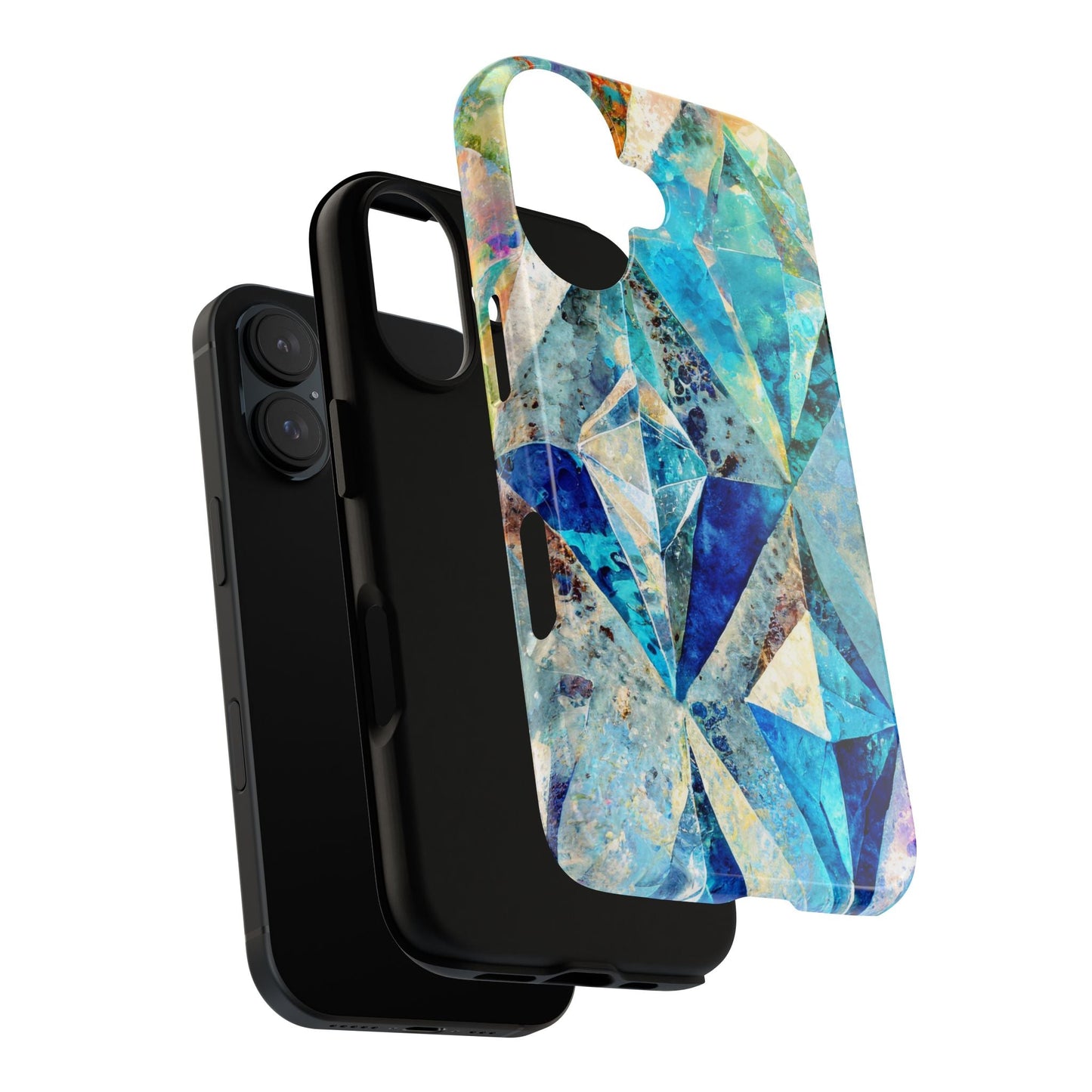 Diamond Blue Abstract Tough Phone Case For iPhone, Samsung Galaxy, And Google Pixel