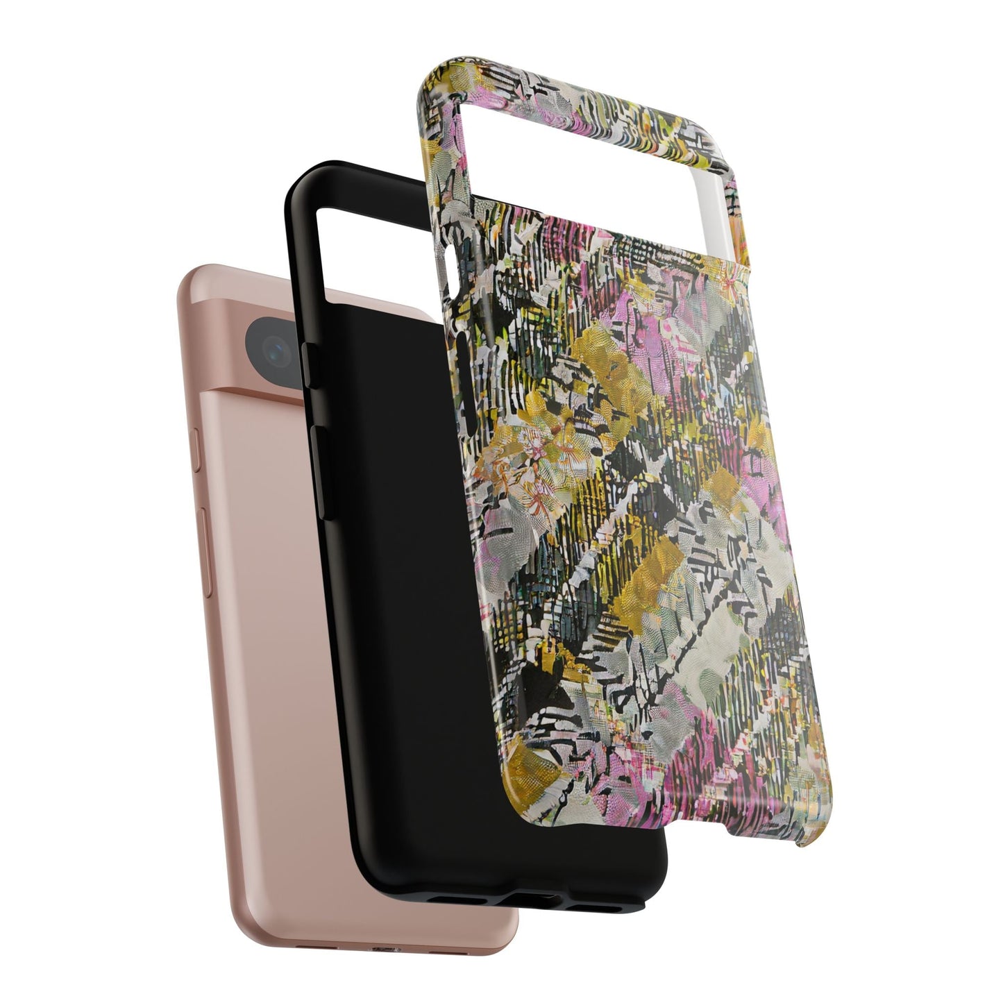 Purple Plaid Floral Artistic Tough Phone Case For iPhone, Samsung Galaxy, Or Google Pixel