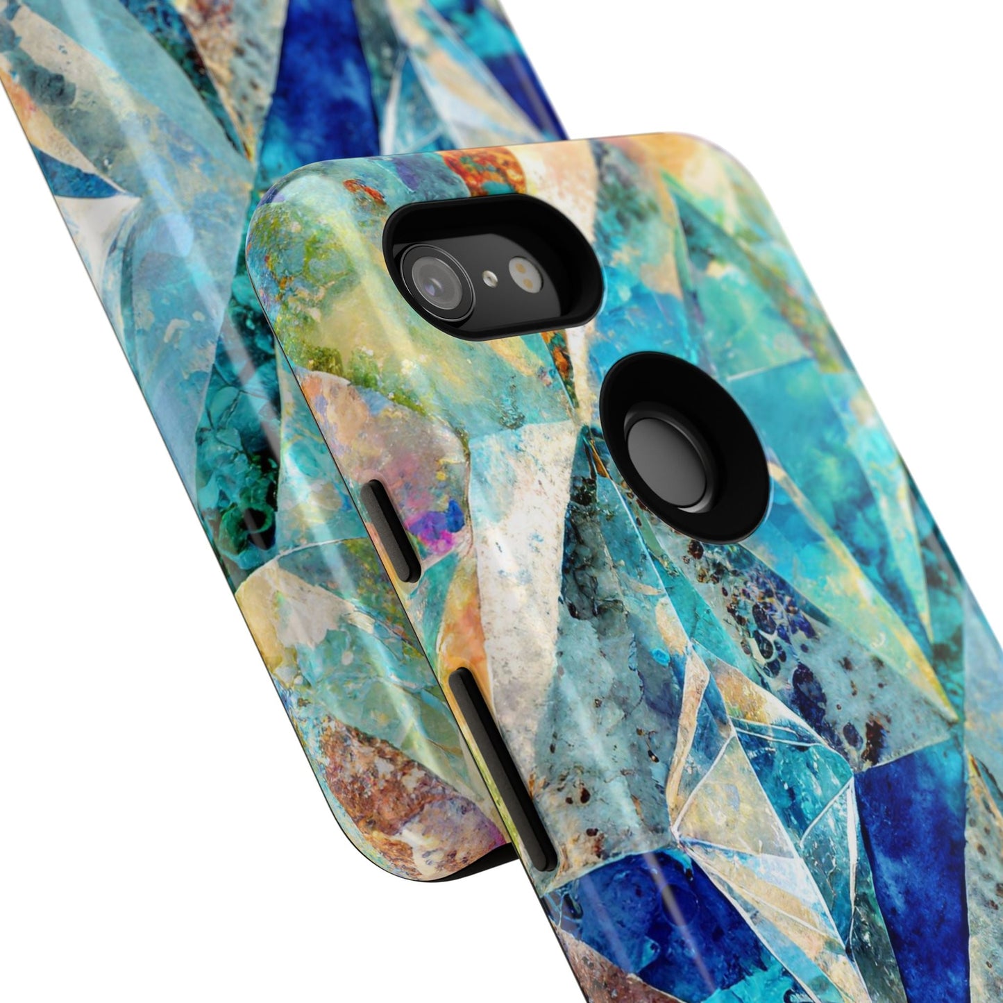 Diamond Blue Abstract Tough Phone Case For iPhone, Samsung Galaxy, And Google Pixel