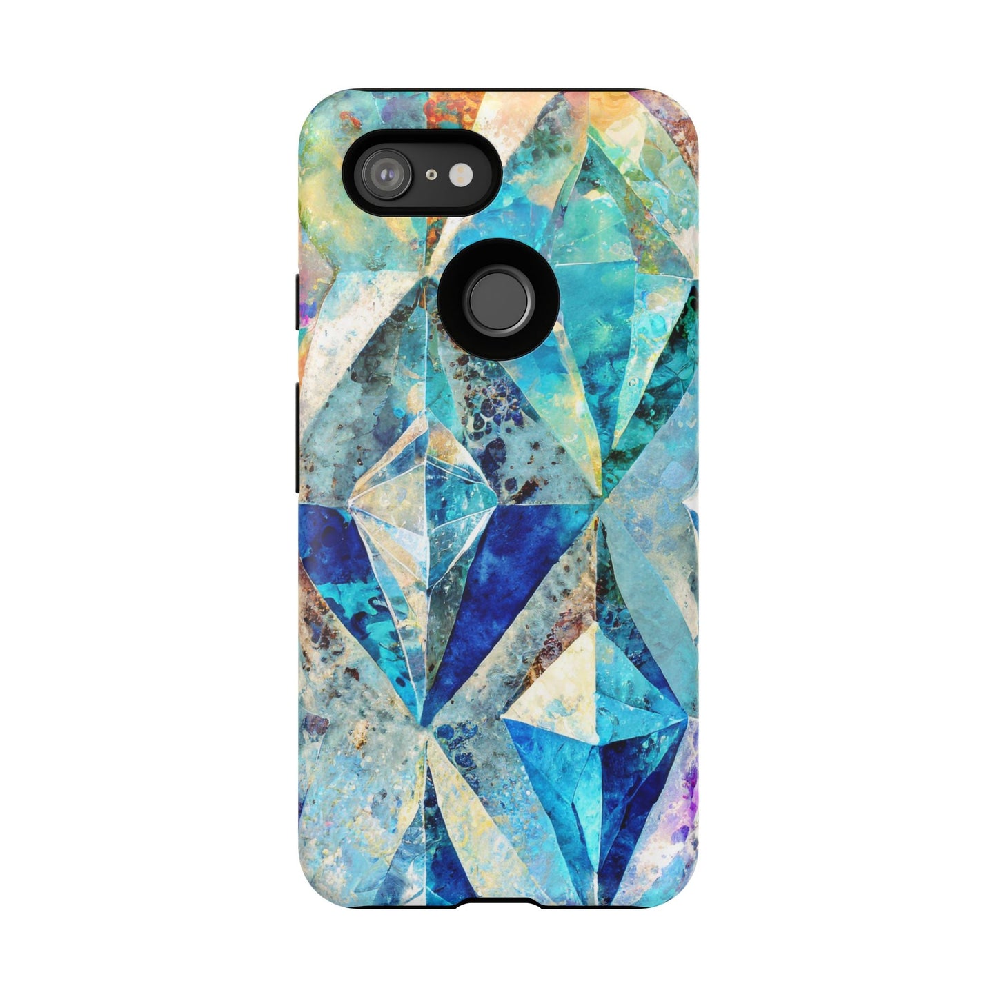Diamond Blue Abstract Tough Phone Case For iPhone, Samsung Galaxy, And Google Pixel