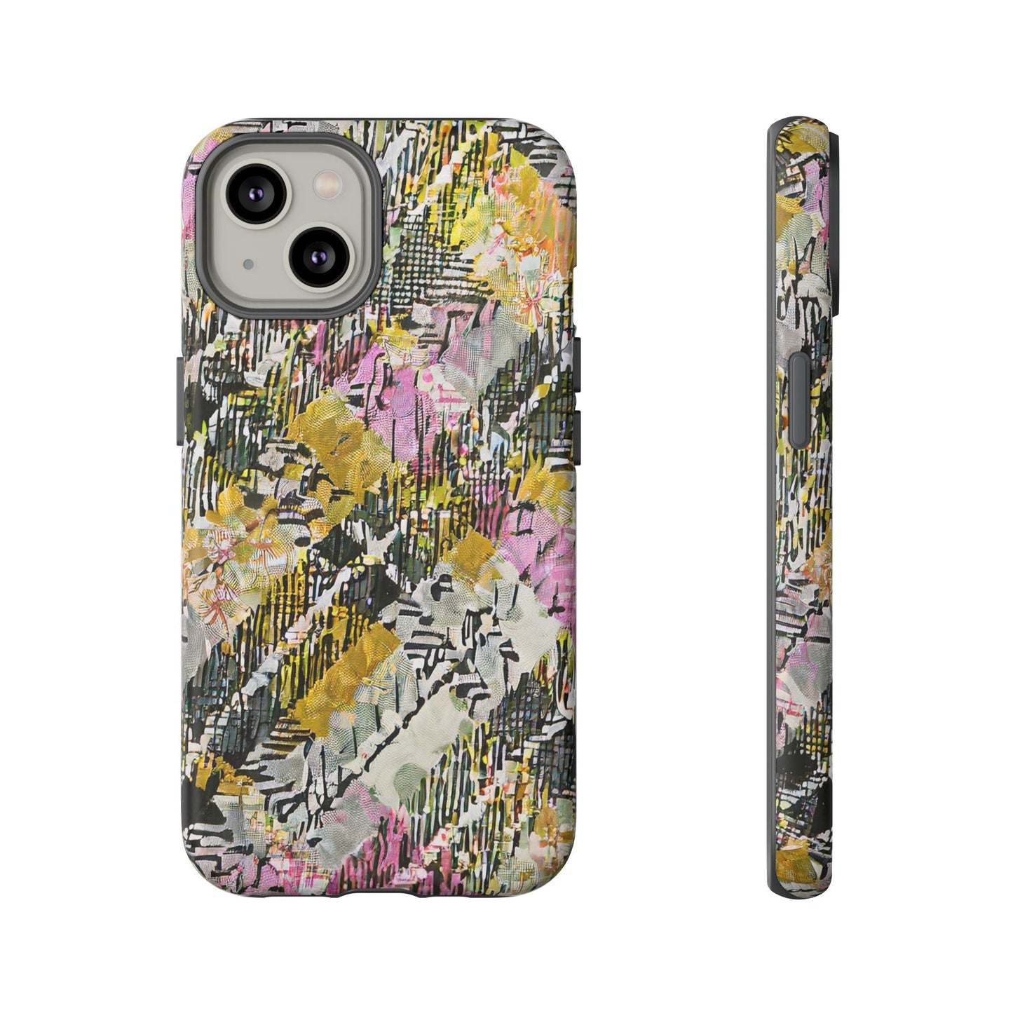 Purple Plaid Floral Artistic Tough Phone Case For iPhone, Samsung Galaxy, Or Google Pixel