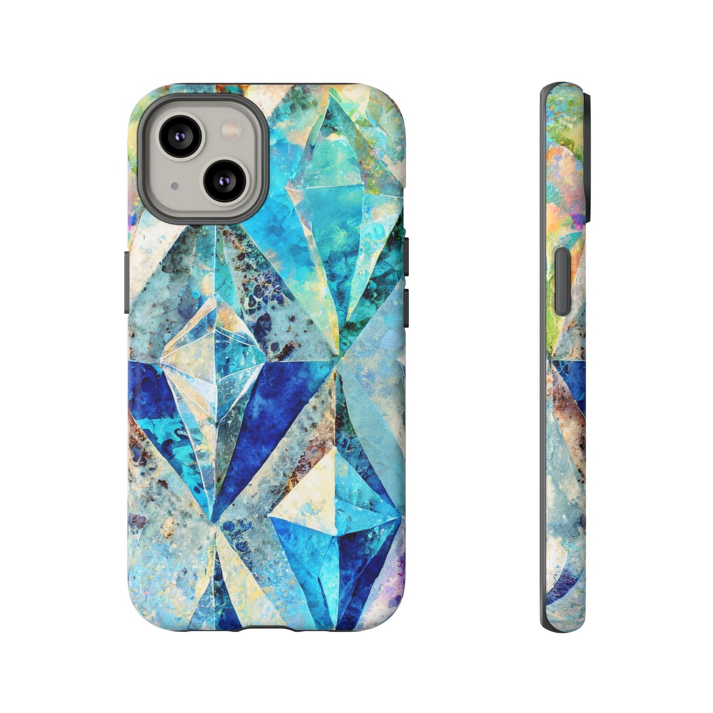 Diamond Blue Abstract Tough Phone Case For iPhone, Samsung Galaxy, And Google Pixel