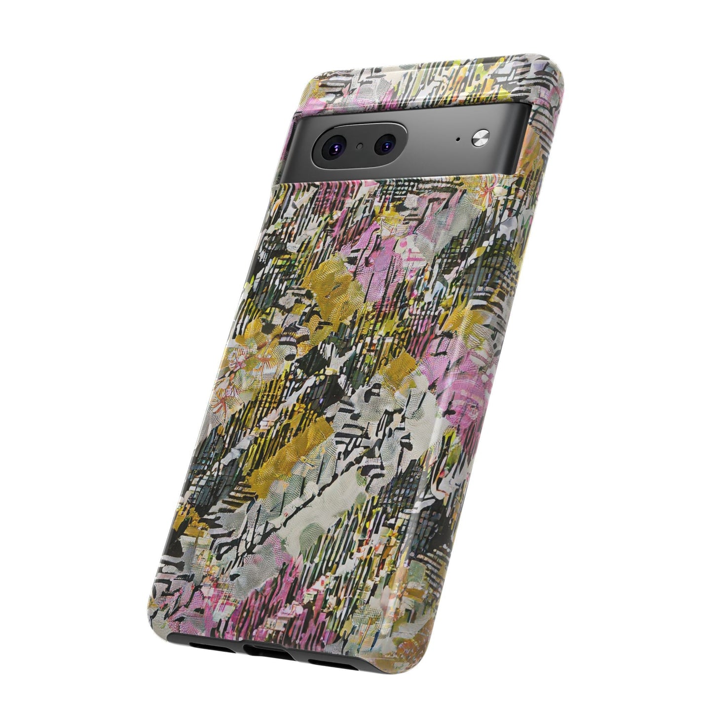 Purple Plaid Floral Artistic Tough Phone Case For iPhone, Samsung Galaxy, Or Google Pixel