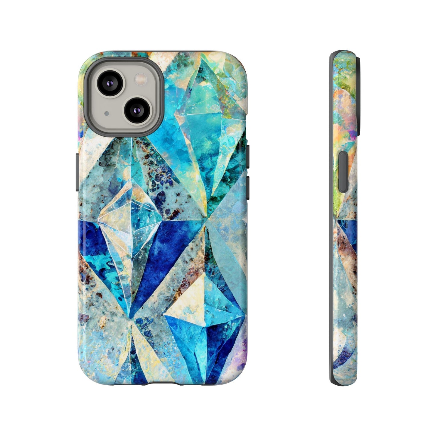 Diamond Blue Abstract Tough Phone Case For iPhone, Samsung Galaxy, And Google Pixel