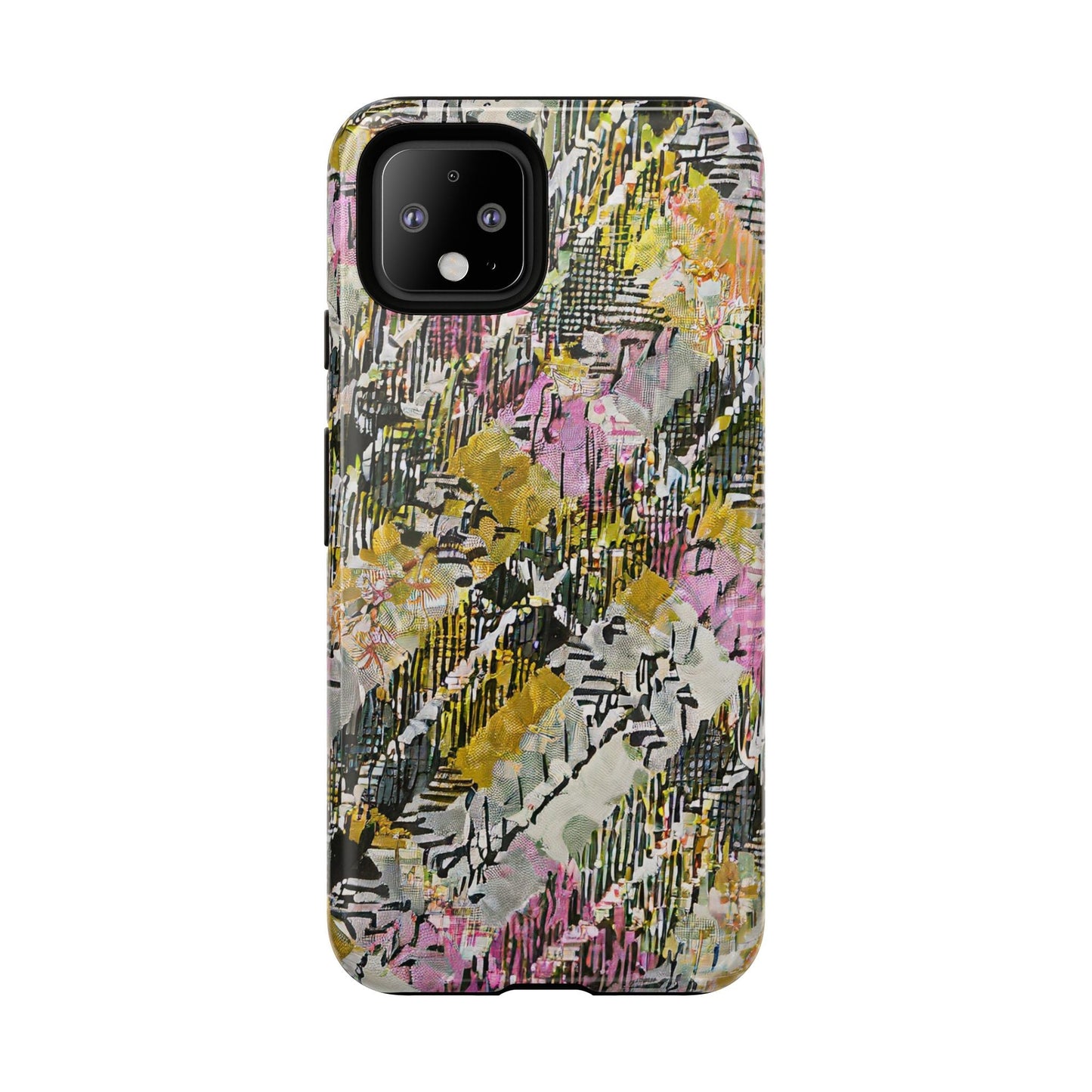 Purple Plaid Floral Artistic Tough Phone Case For iPhone, Samsung Galaxy, Or Google Pixel
